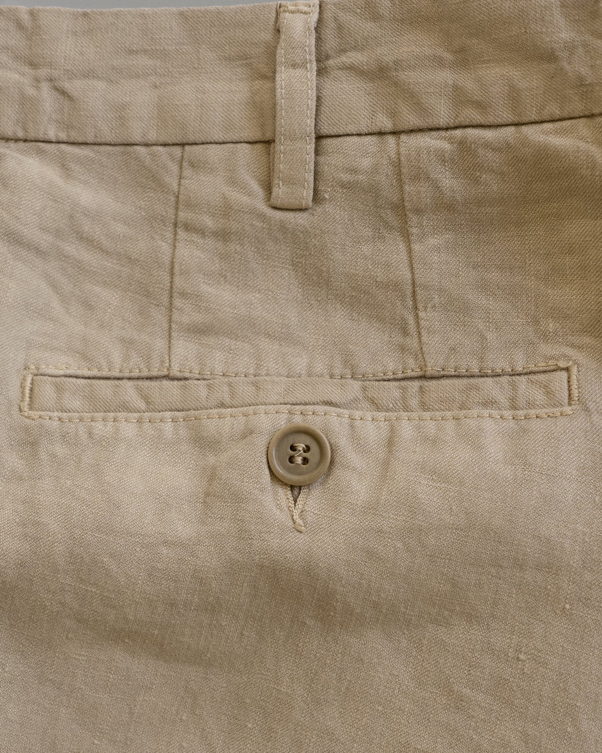 Beige linen sport trousers 1 pleat