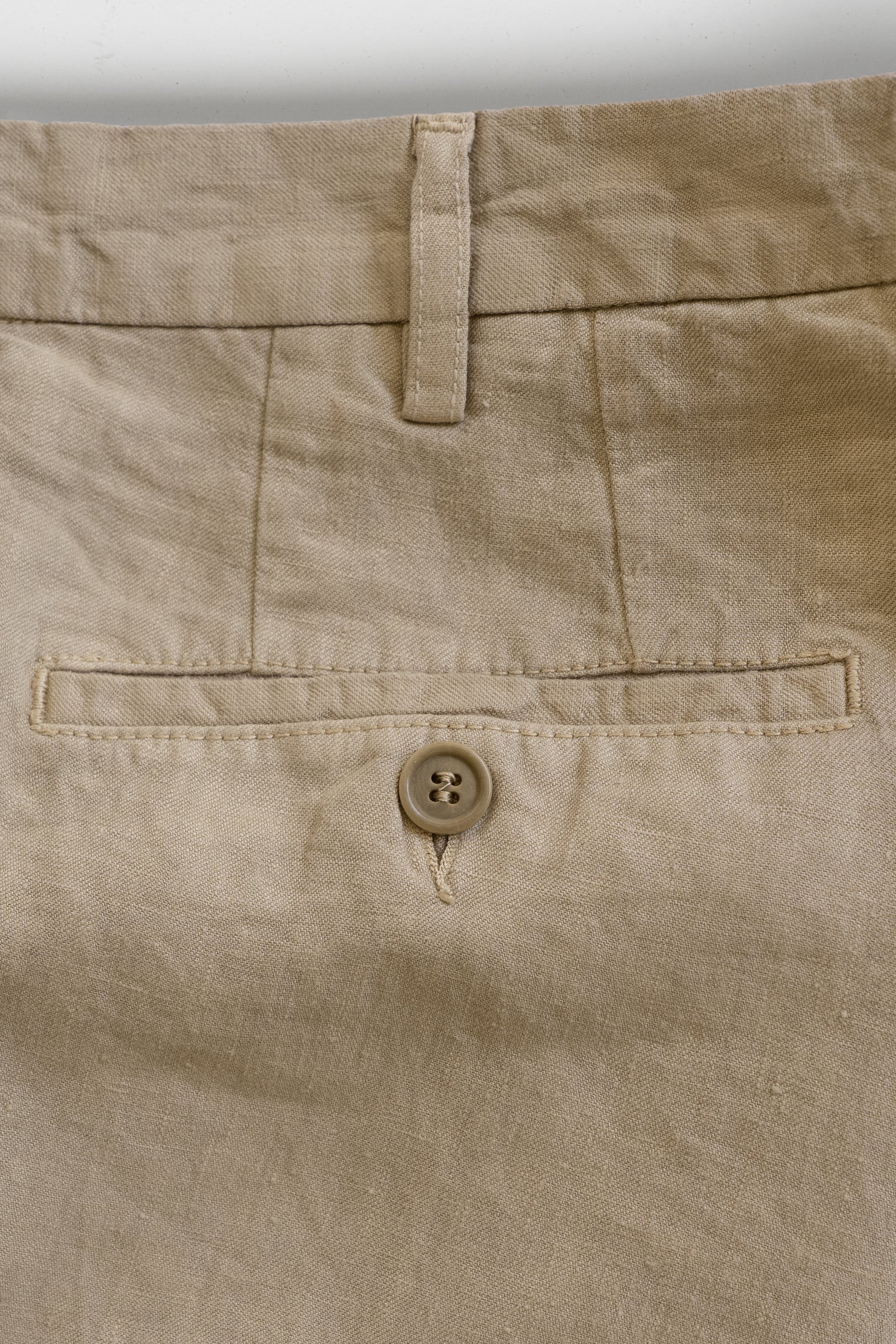 Beige linen sport trousers 1 pleat