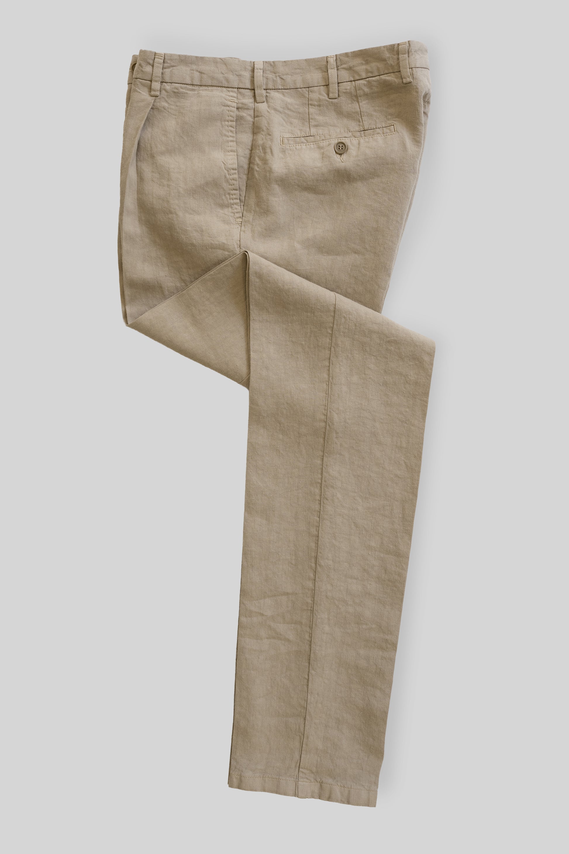 Beige linen sport trousers 1 pleat
