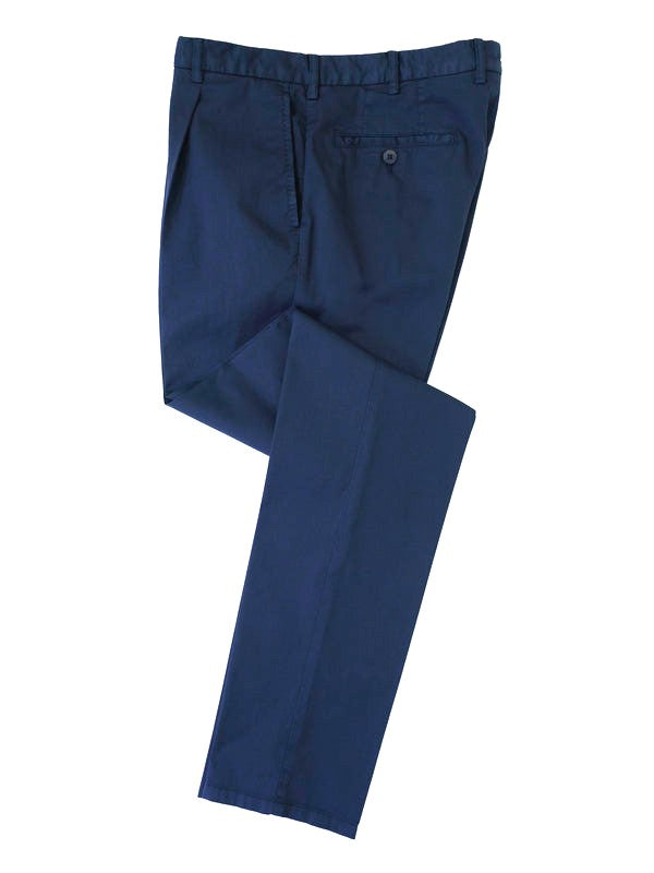 Blue cotton supima sport trousers 1 pleat