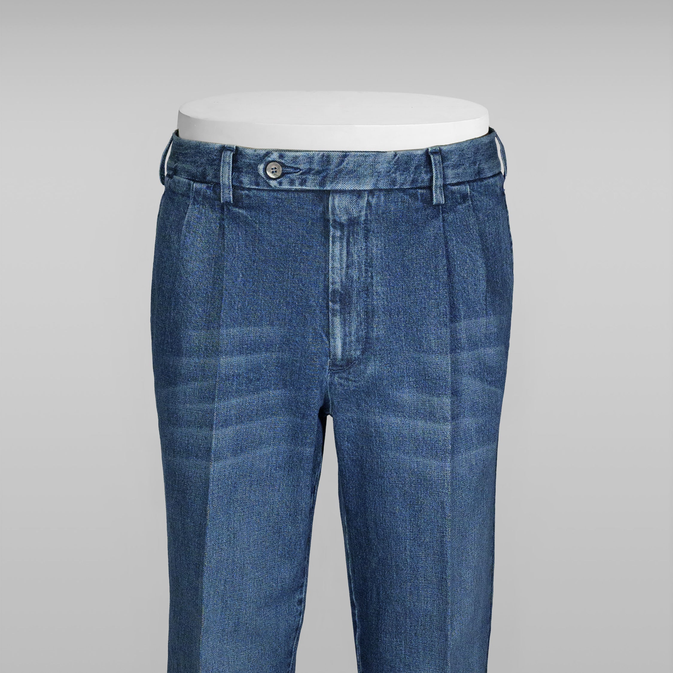 Blue denim cotton sport trousers 2 Pleats