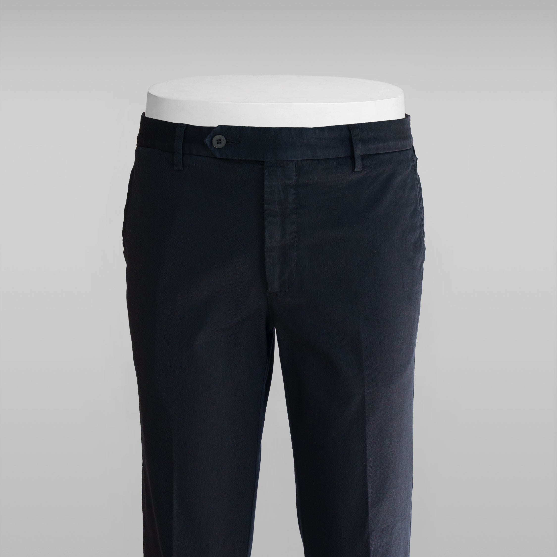 Dark blue cotton supima sport trousers with flaps
