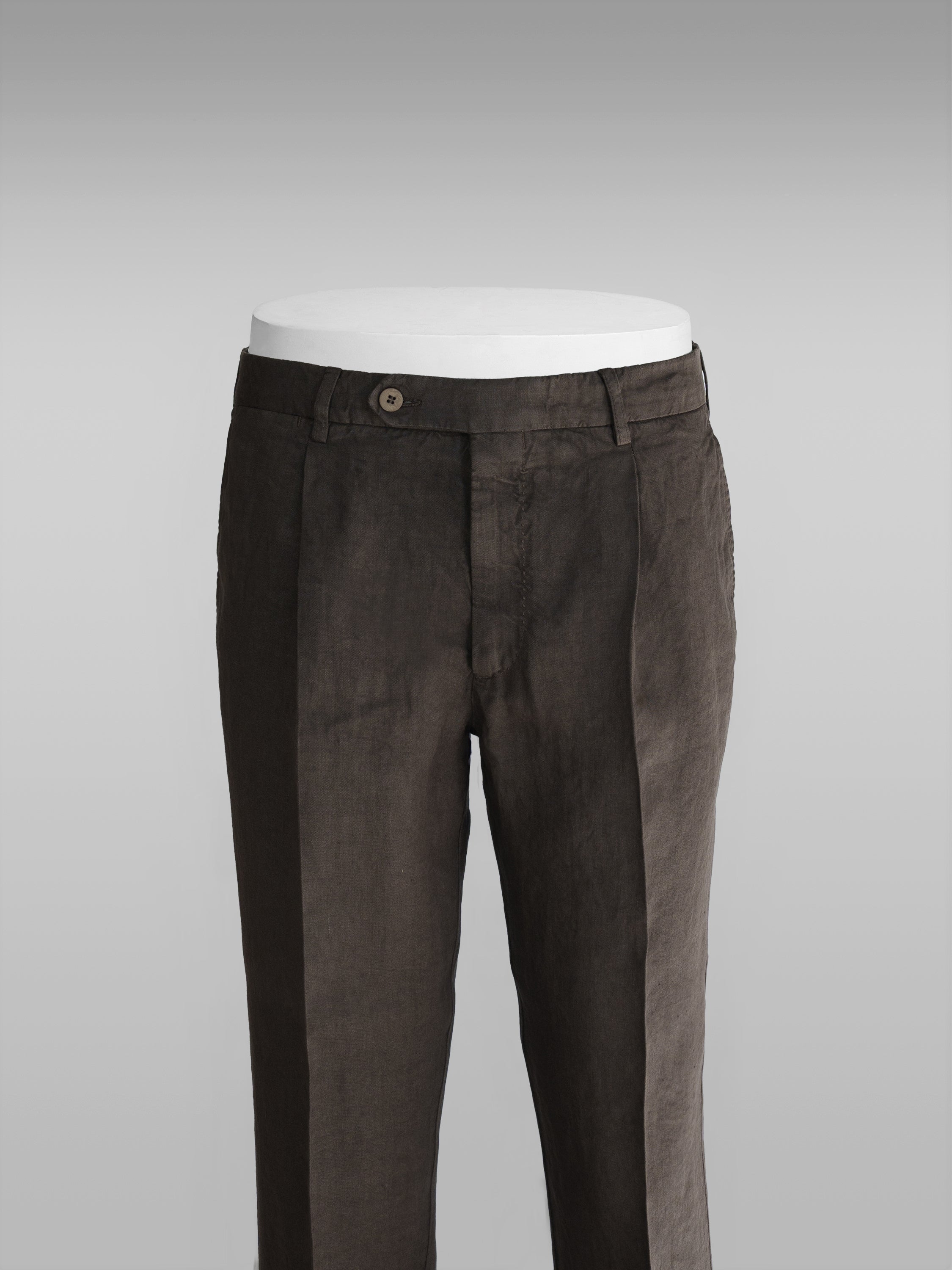 Rota Sport Summer Brown linen sport trousers 1 pleat