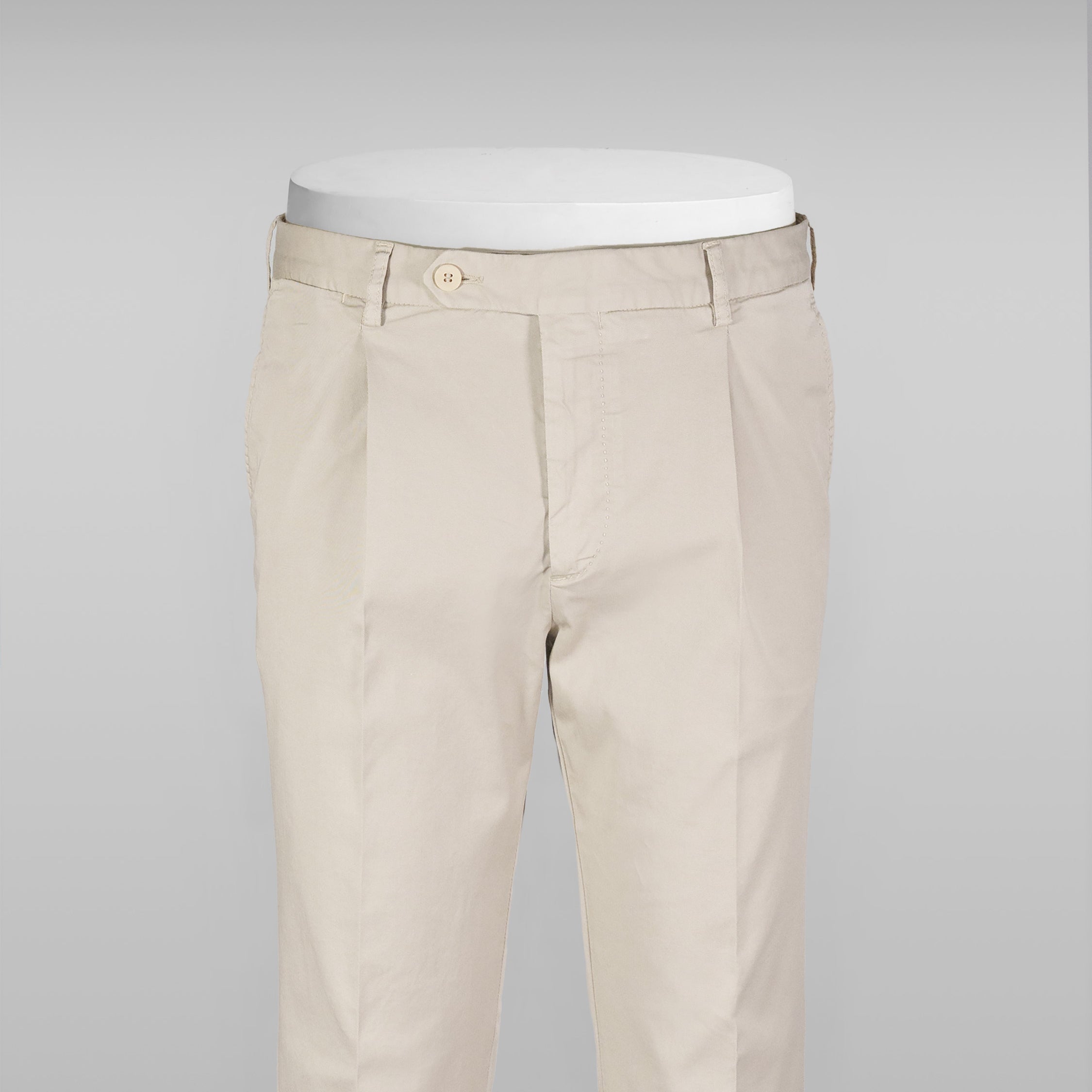 Pantaloni sportivi in cotone supima beige con 1 pinces