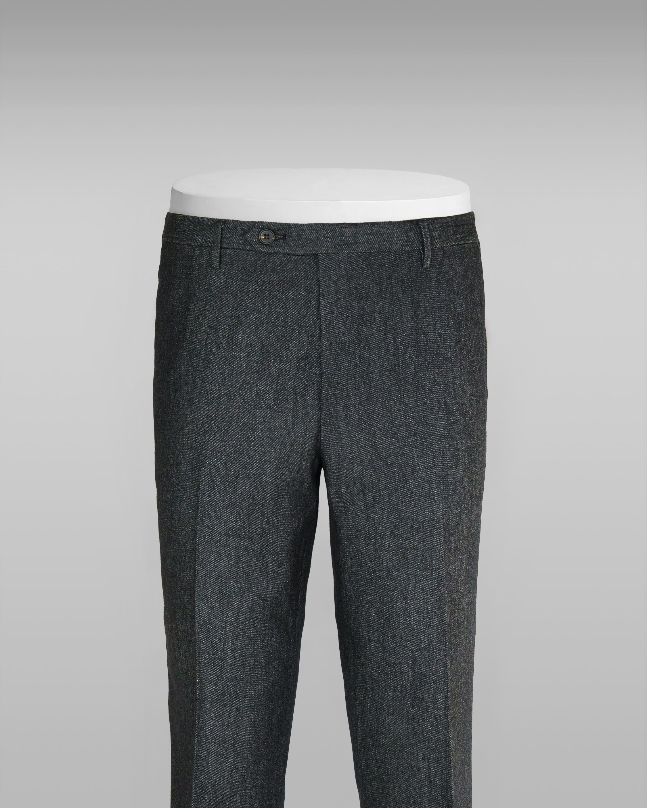 Black denim cotton wool trousers