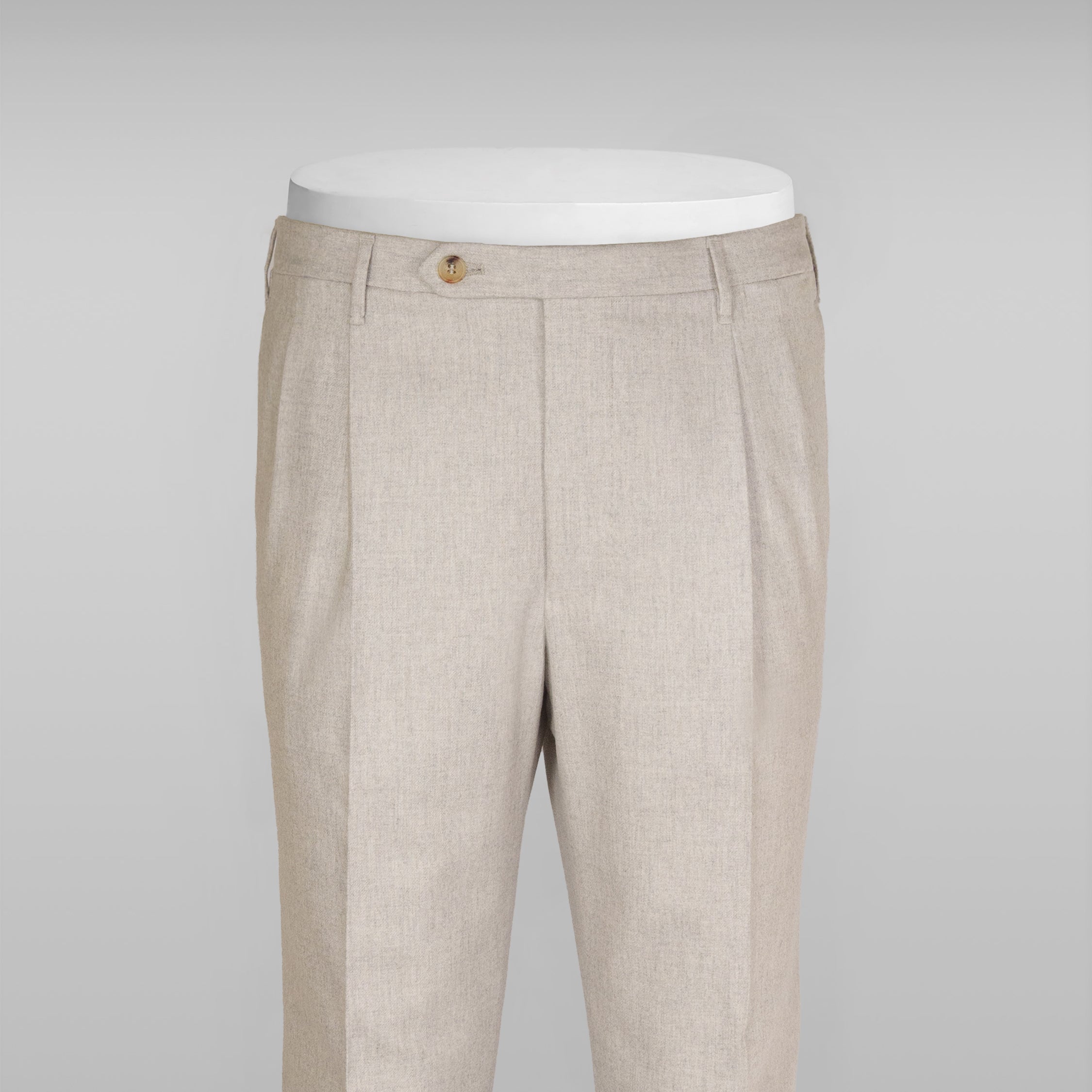 Pantaloni in flanella color ostrica