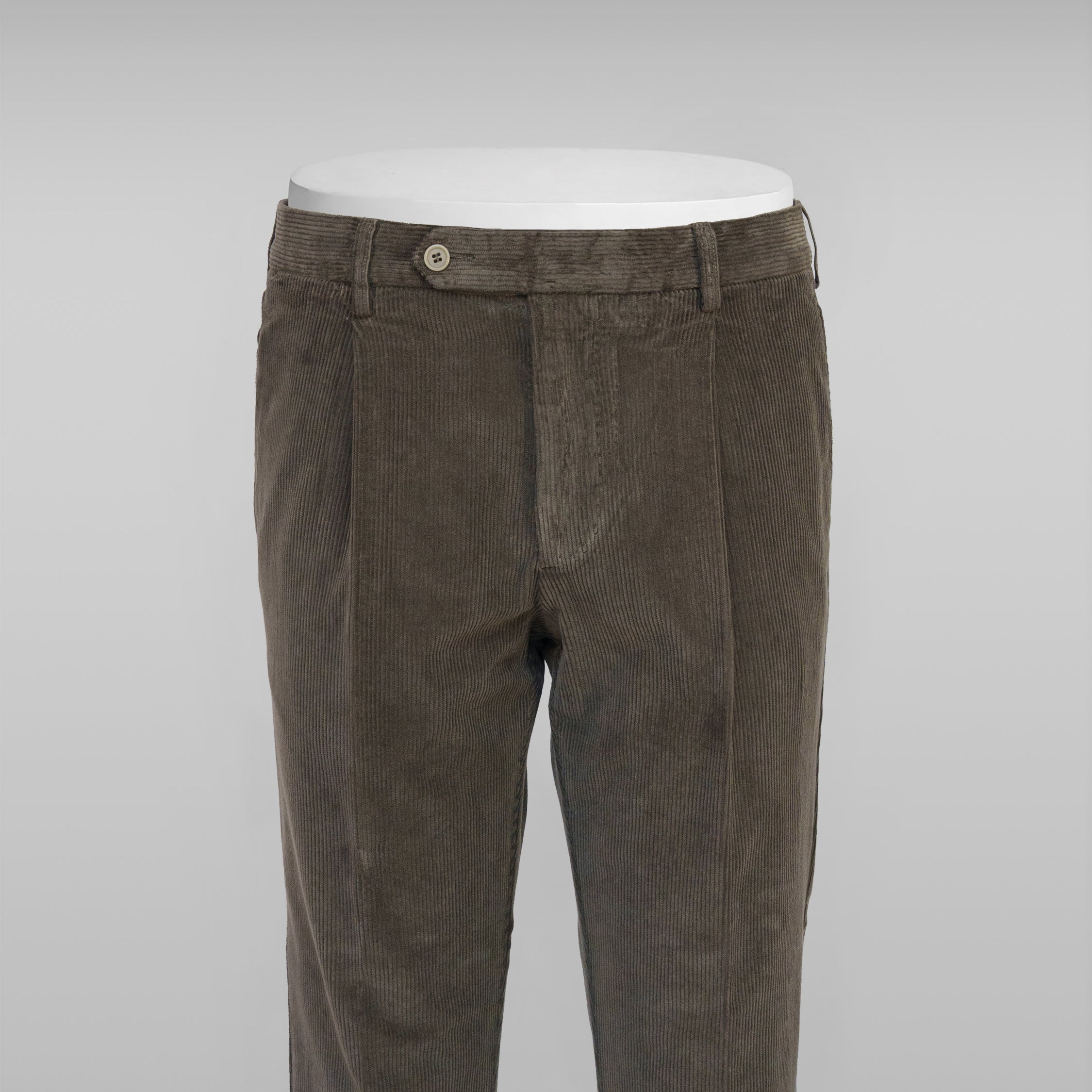 Pantaloni sportivi in velluto a coste marroni con 1 pinces