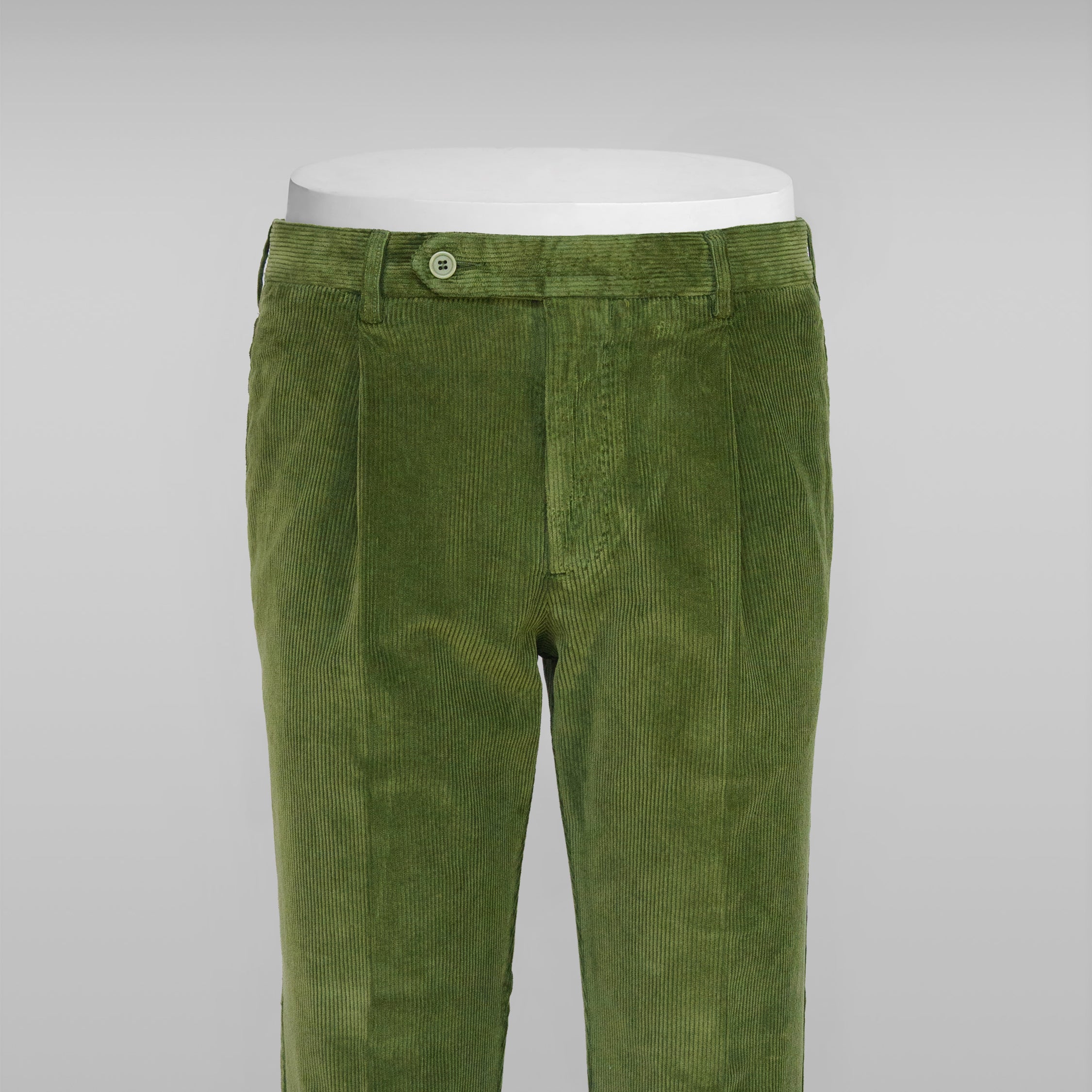 Green corduroy sport trousers 1 pleat