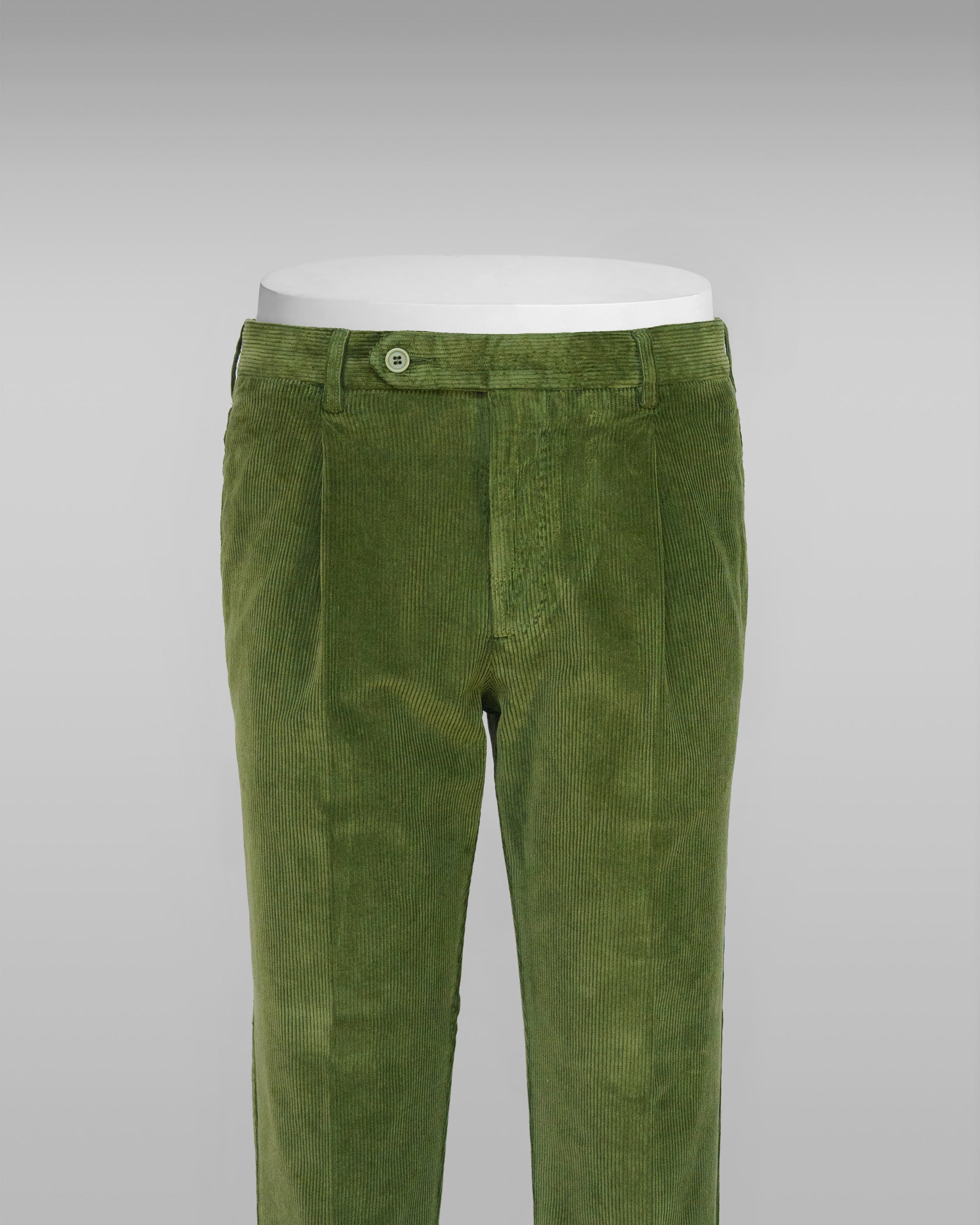 Pantaloni sportivi in velluto a coste verde con 1 pinces