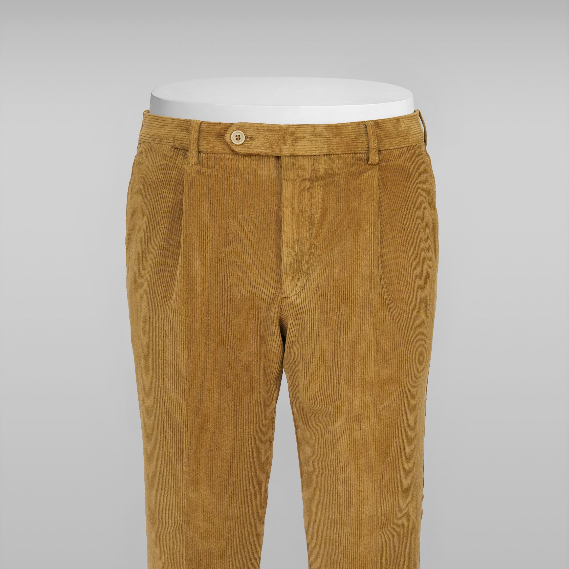 Pantaloni sportivi in velluto a coste ocra con 1 pinces