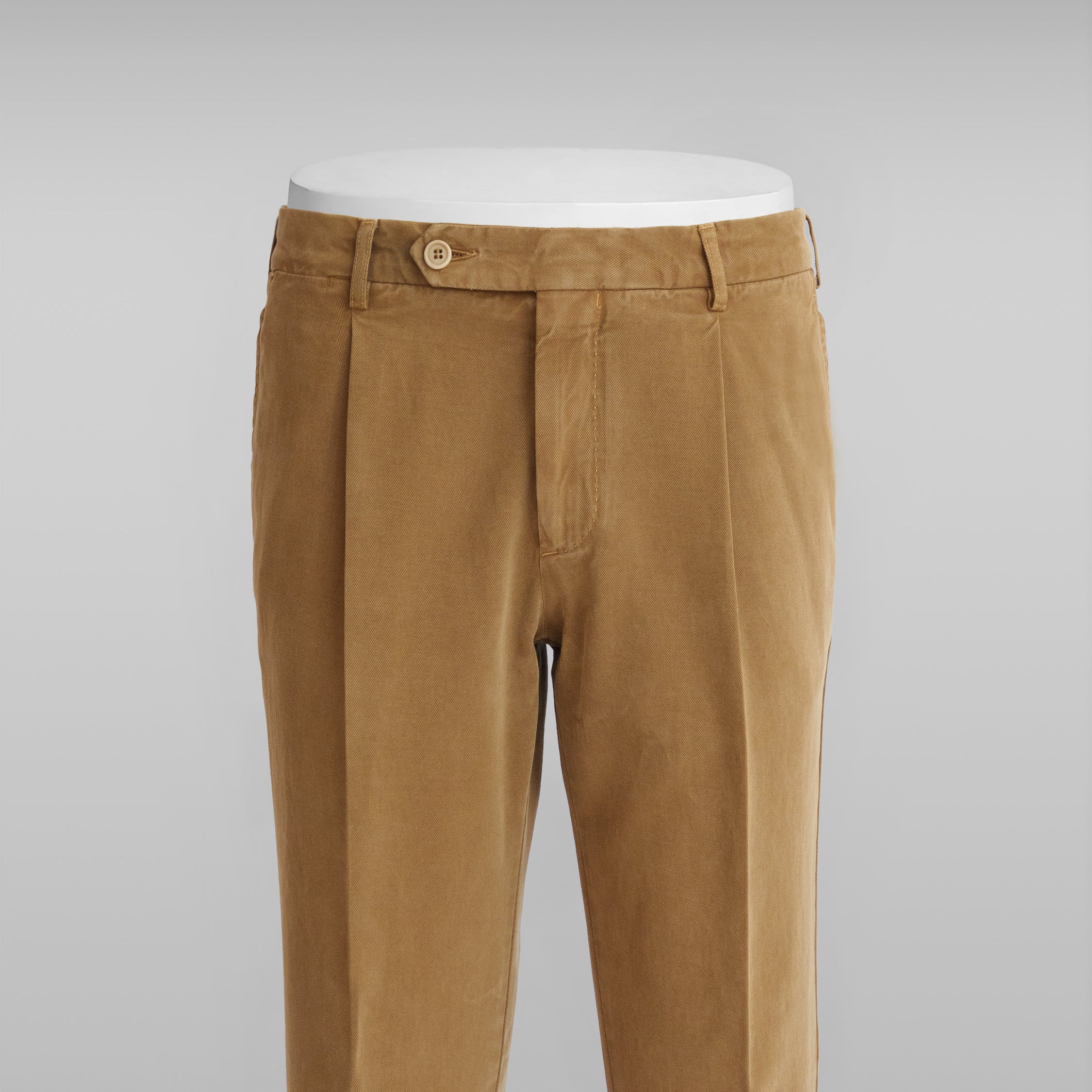 Pantaloni sportivi in cotone e cashmere color ocra con 1 pinces
