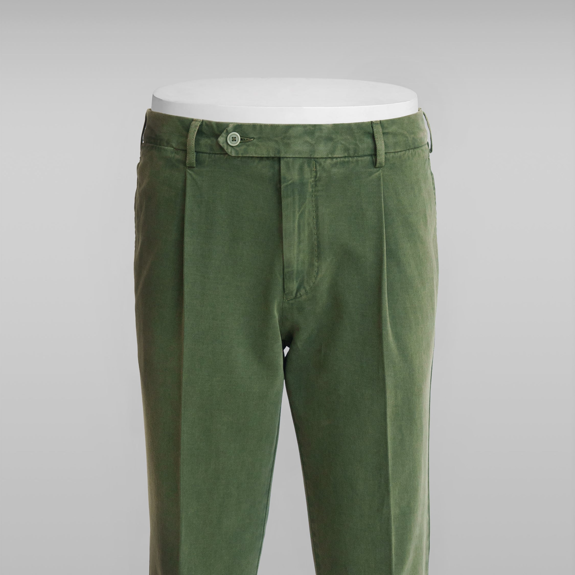 Pantaloni sportivi in cotone e cashmere verde con 1 pinces
