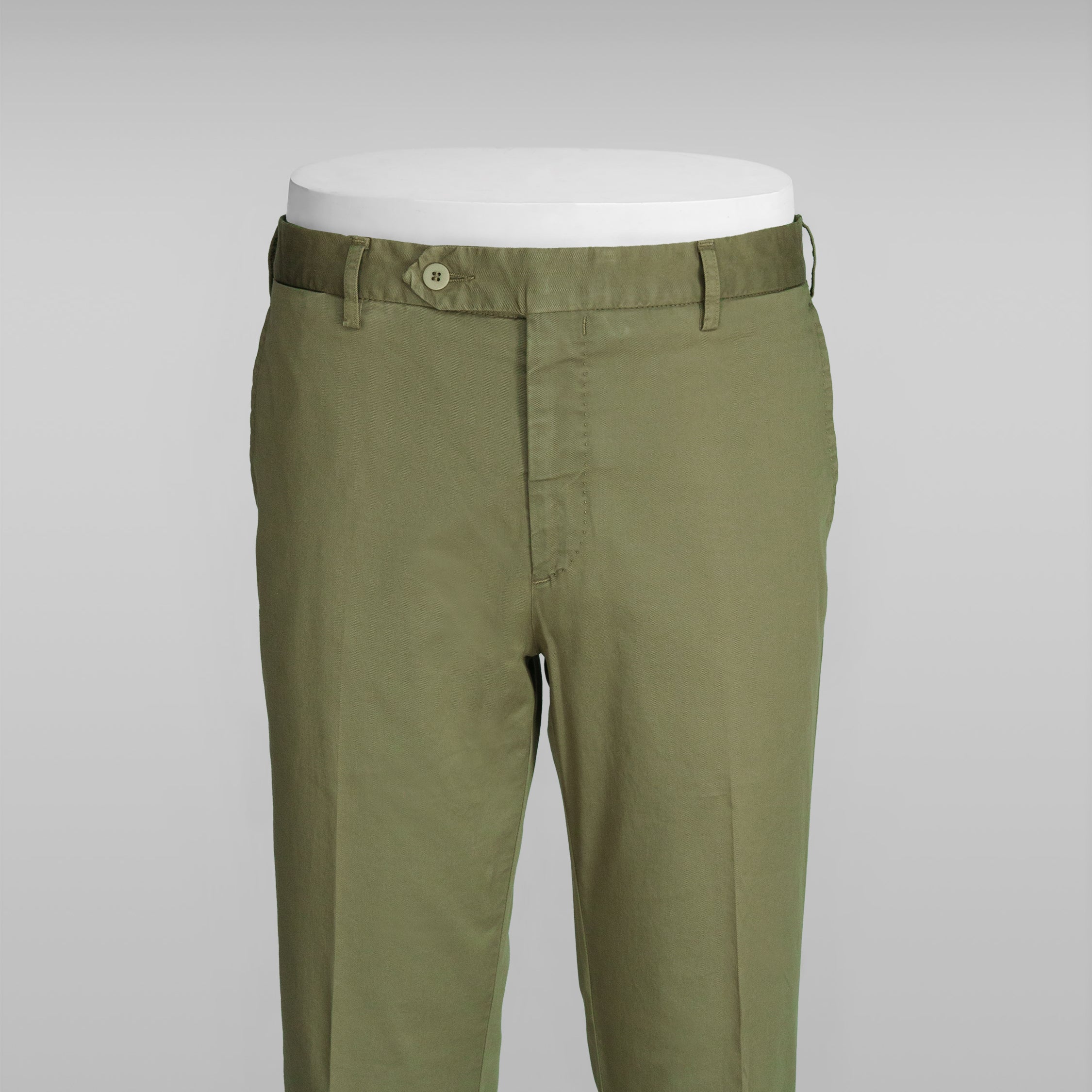 Khaki green satin cotton silk sport trousers SUMMER