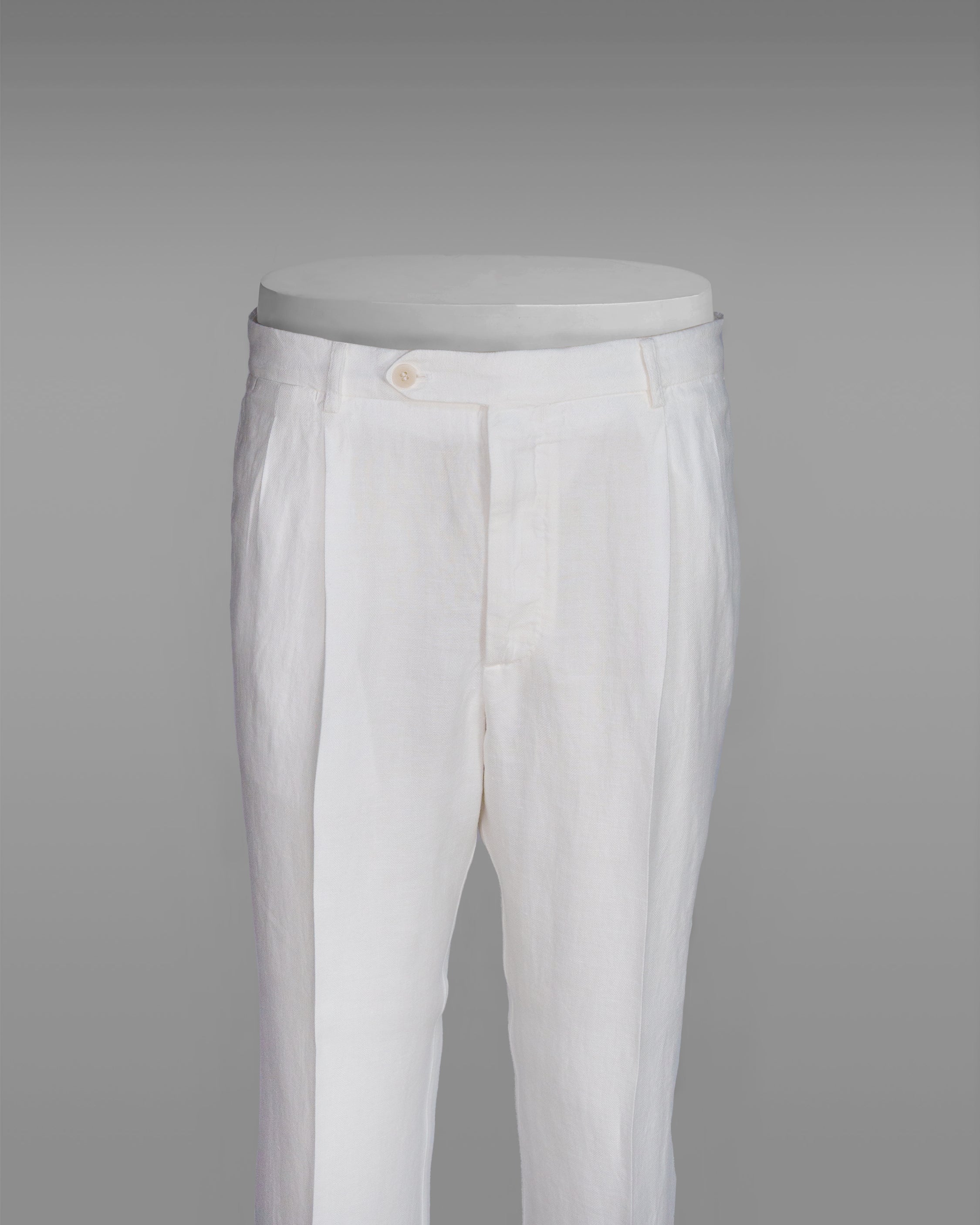 Como white herringbone linen sport trousers