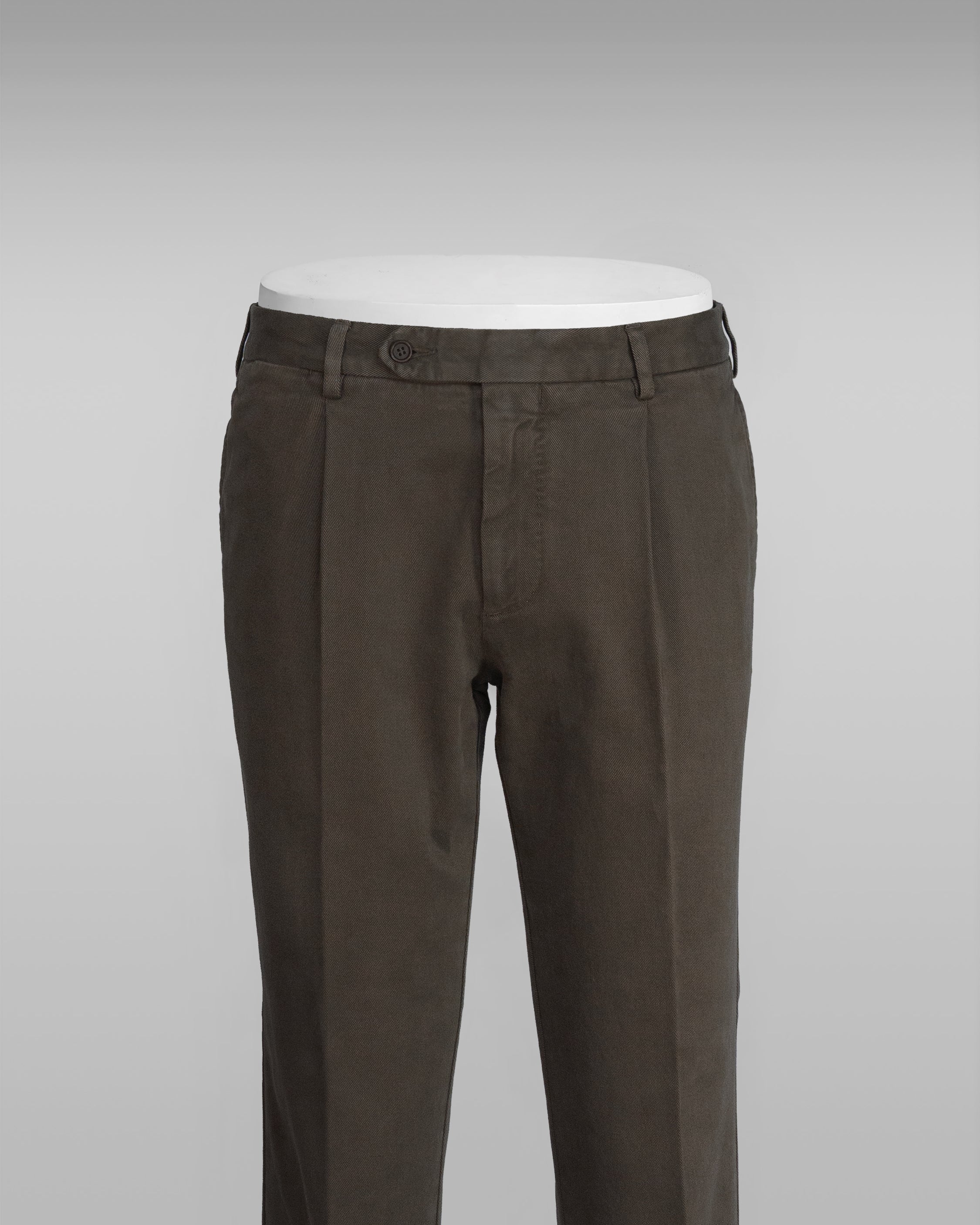 Brown cotton elastan sport trousers 1 pleat