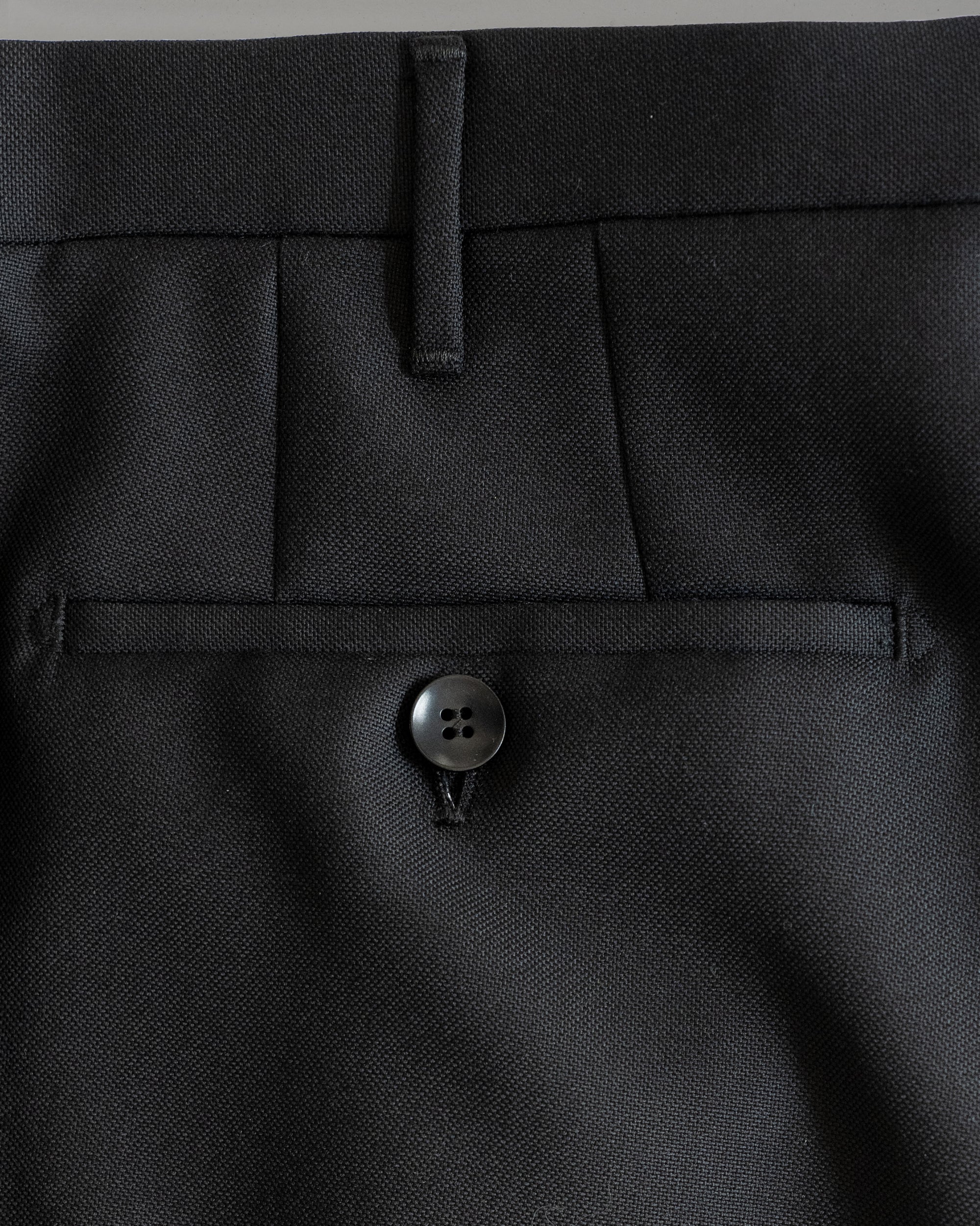 Venezia black three-ply wool trousers