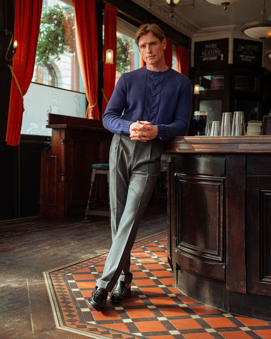 Pantaloni in flanella grigio medio