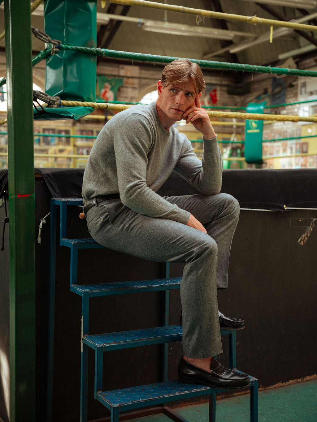 Medium grey flannel trousers