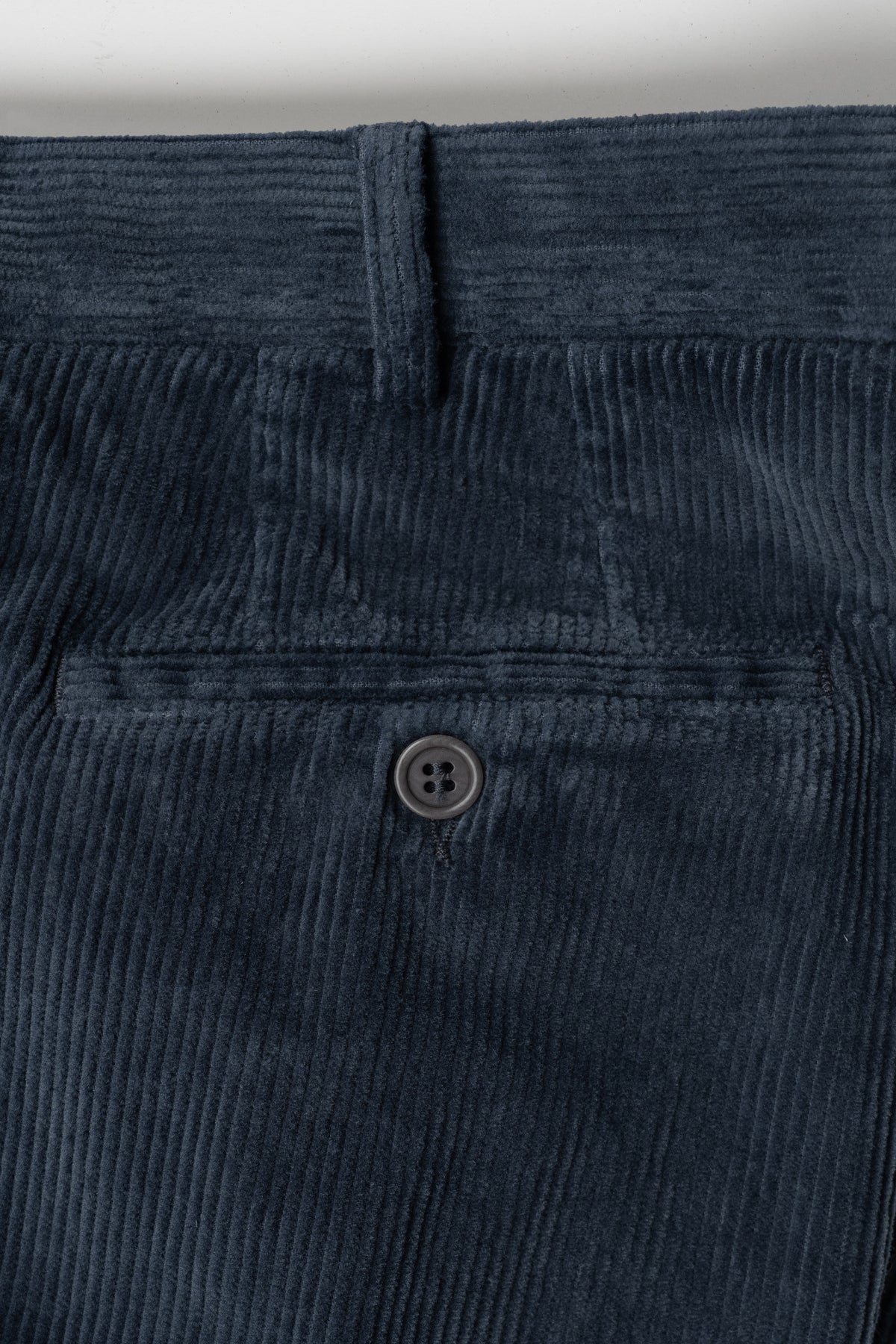 Denim blue corduroy sport trousers 1 pleat