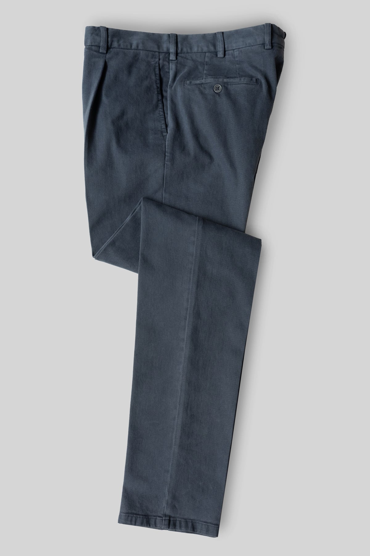 Denim blue cotton elastan sport trousers 1 pleat