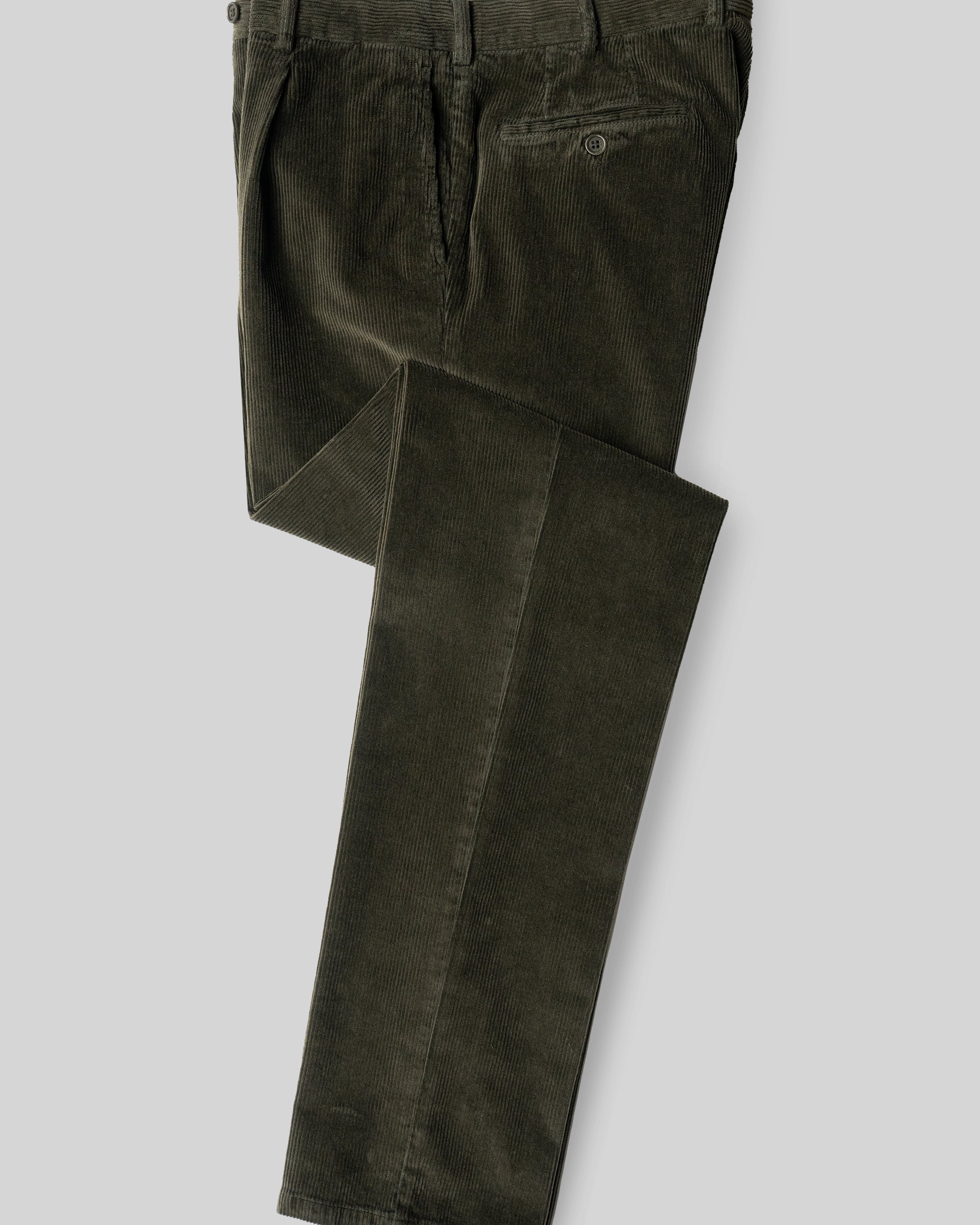 Dark green corduroy sport trousers 1 pleat
