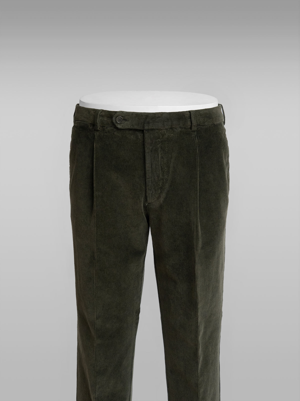 Dark green corduroy sport trousers 1 pleat