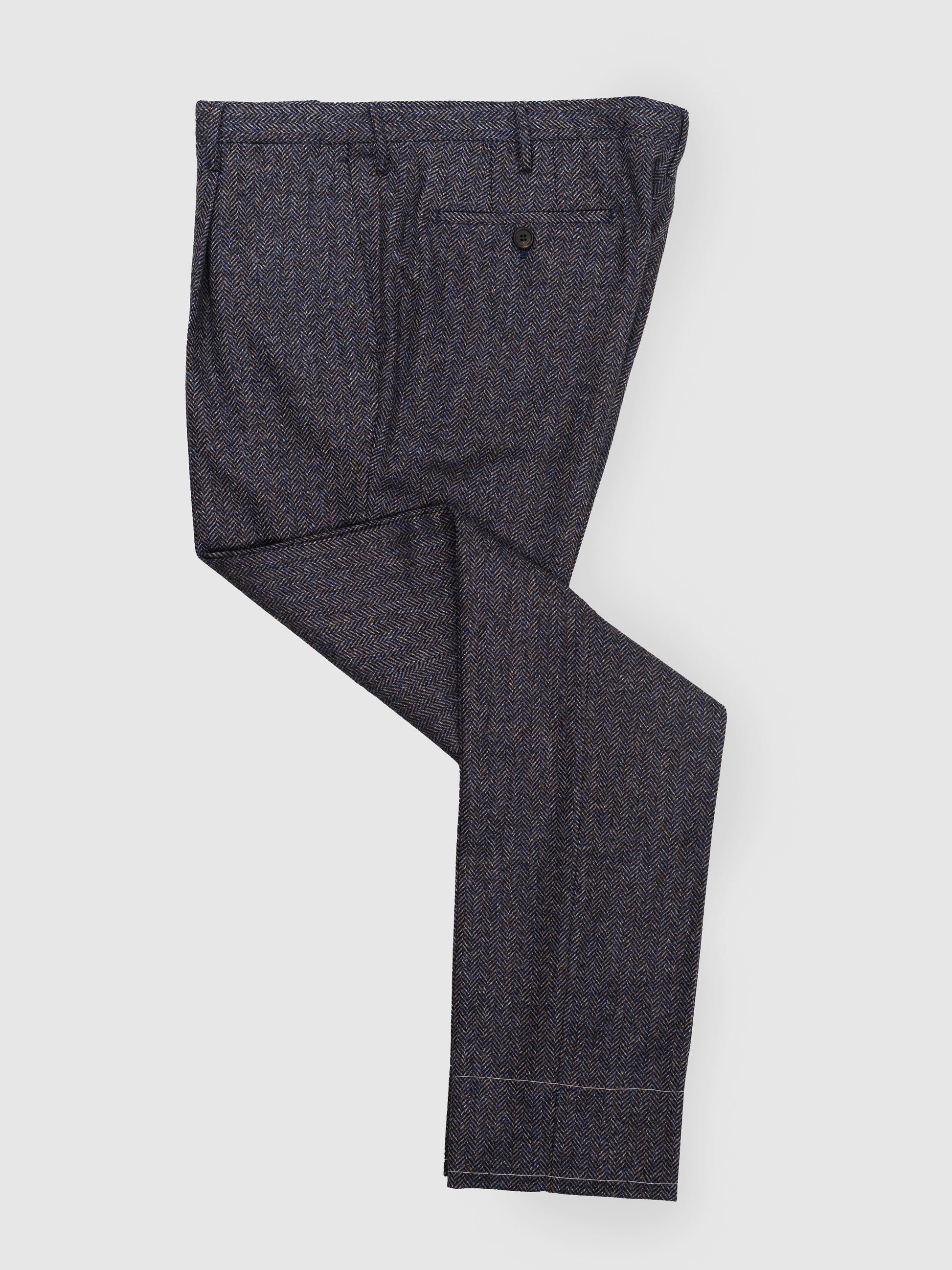 Blue herringbone wool cashmere trousers