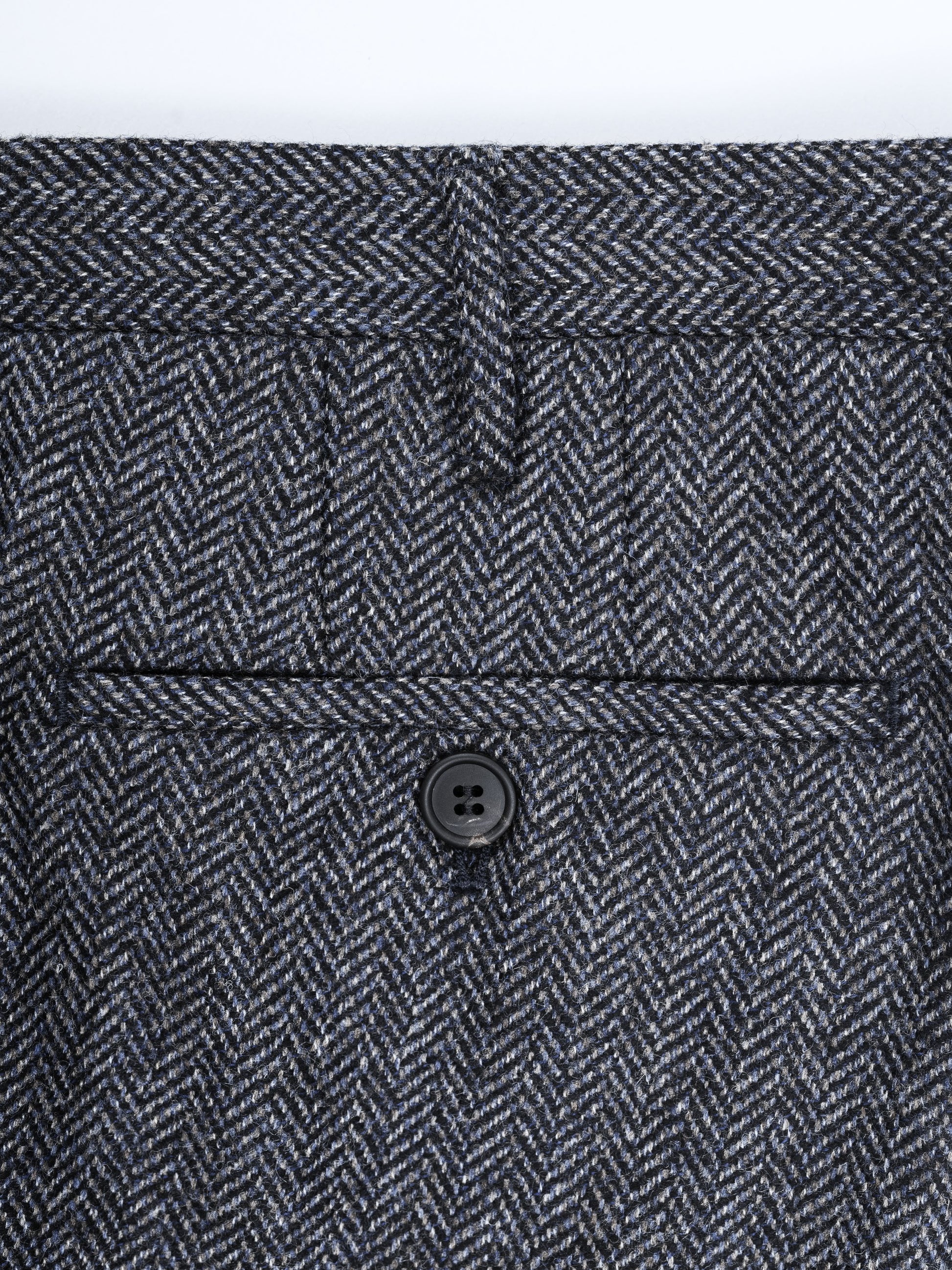 Blue herringbone wool cashmere trousers