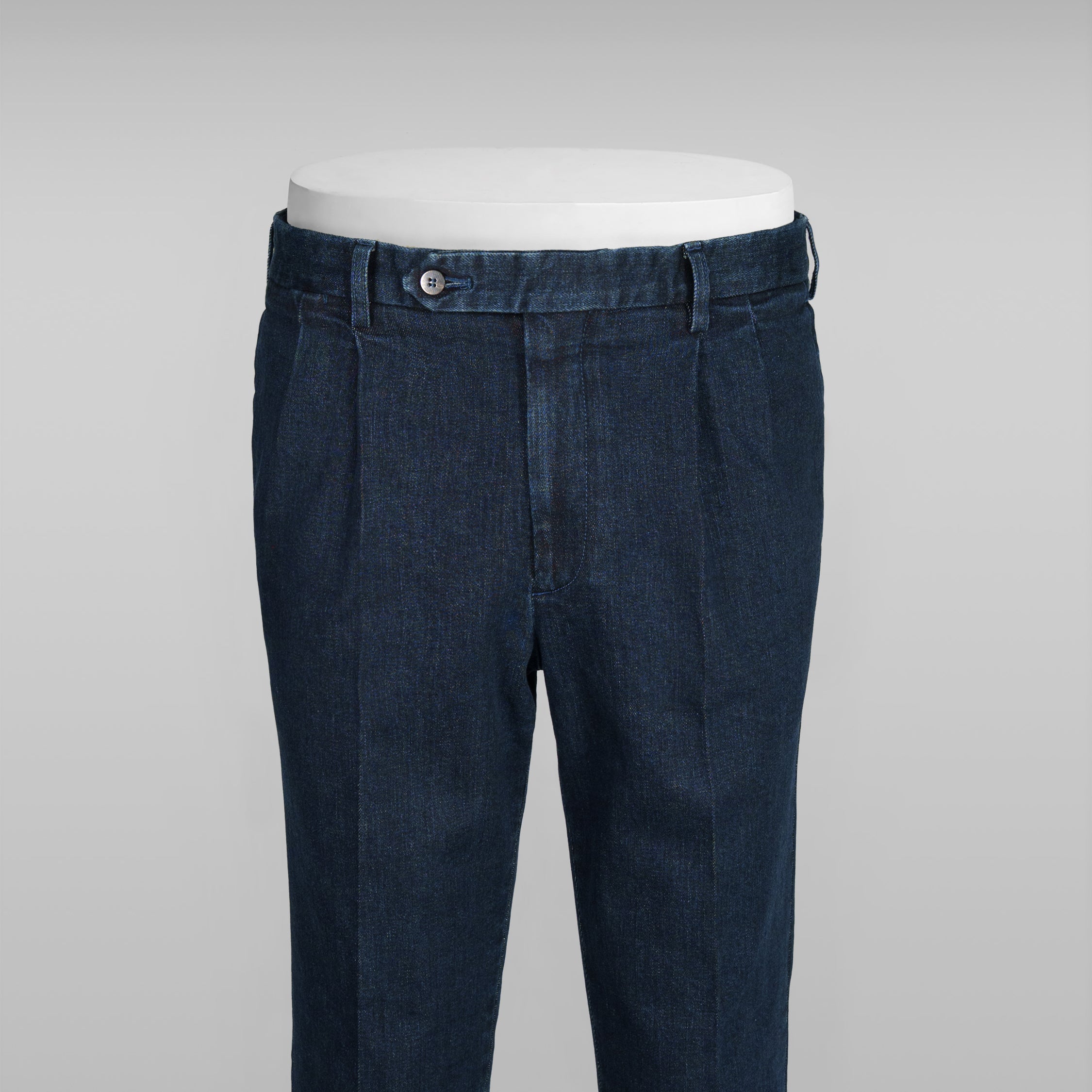 Pantaloni sportivi in cotone denim blu scuro con 2 pinces