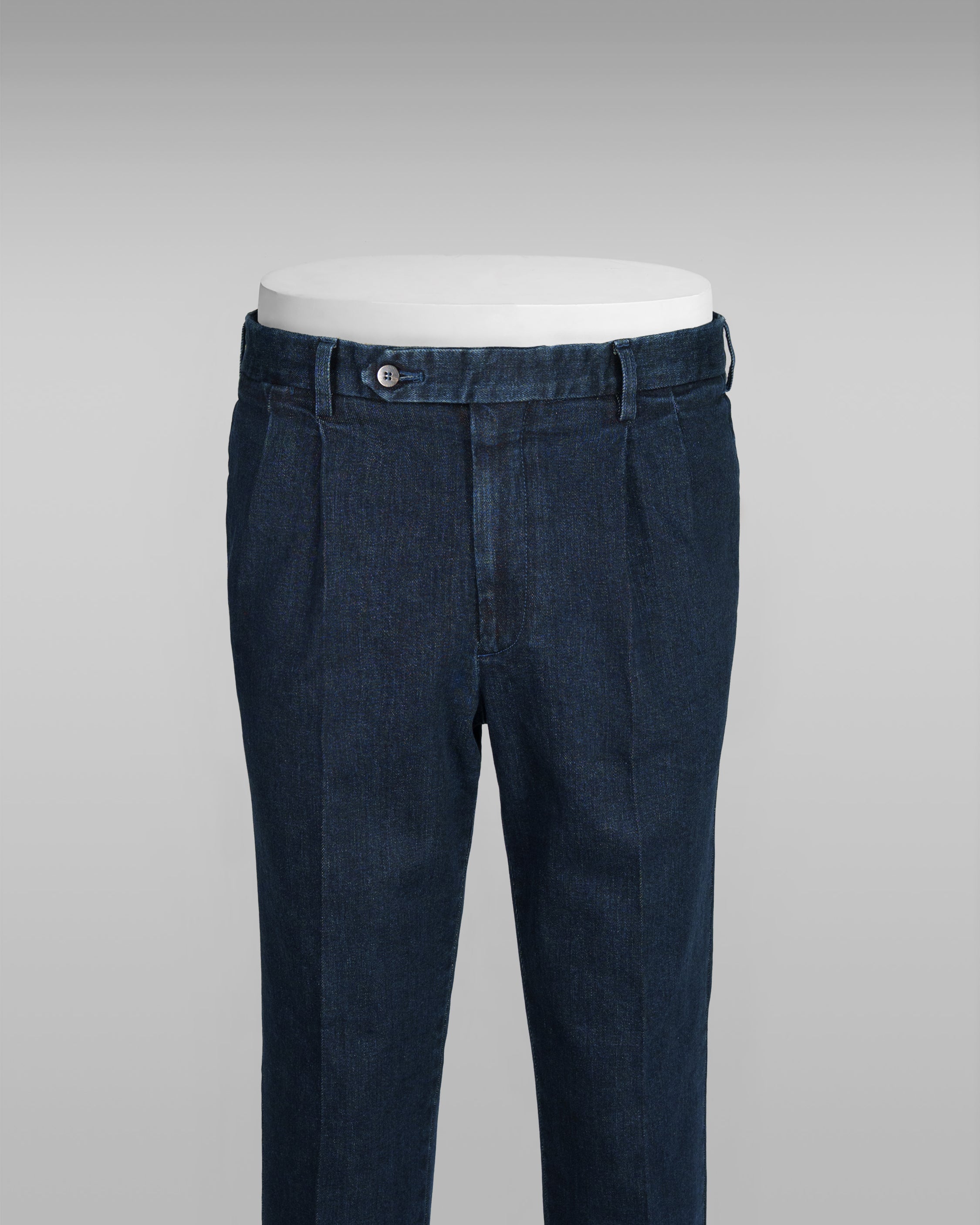Dark Blue denim cotton sport trousers 2 Pleats