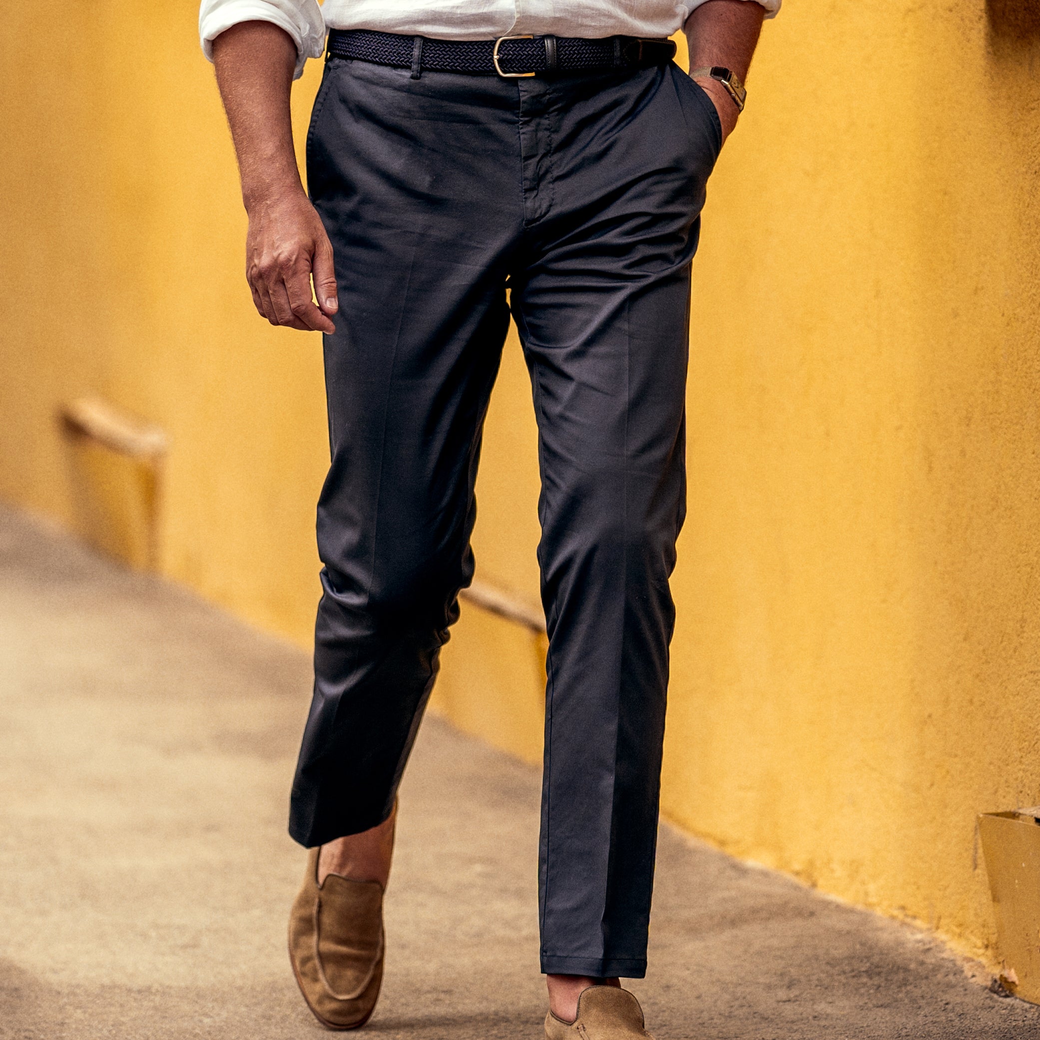 Dark blue cotton supima sport trousers