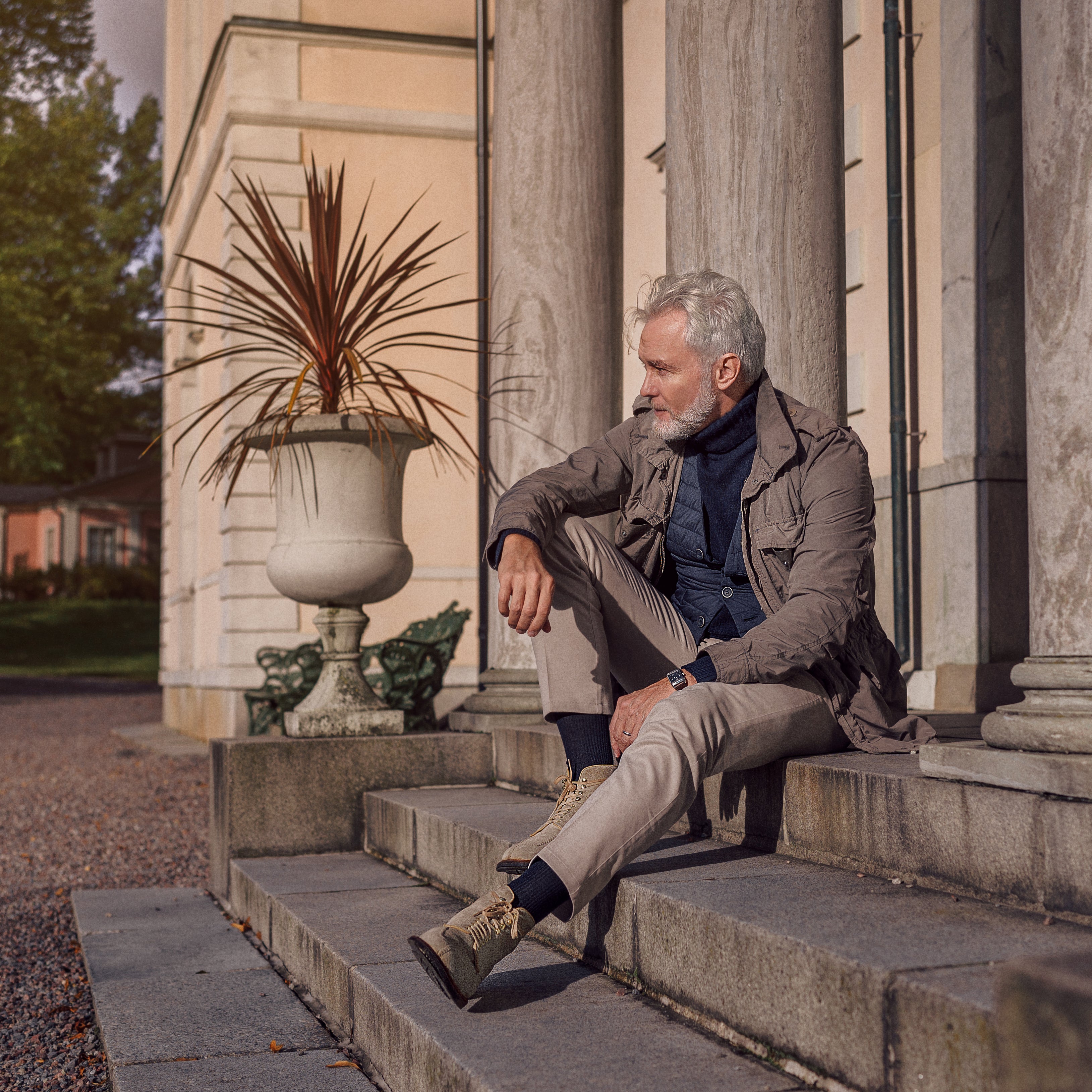 Light Beige Cotton elastan sport trousers