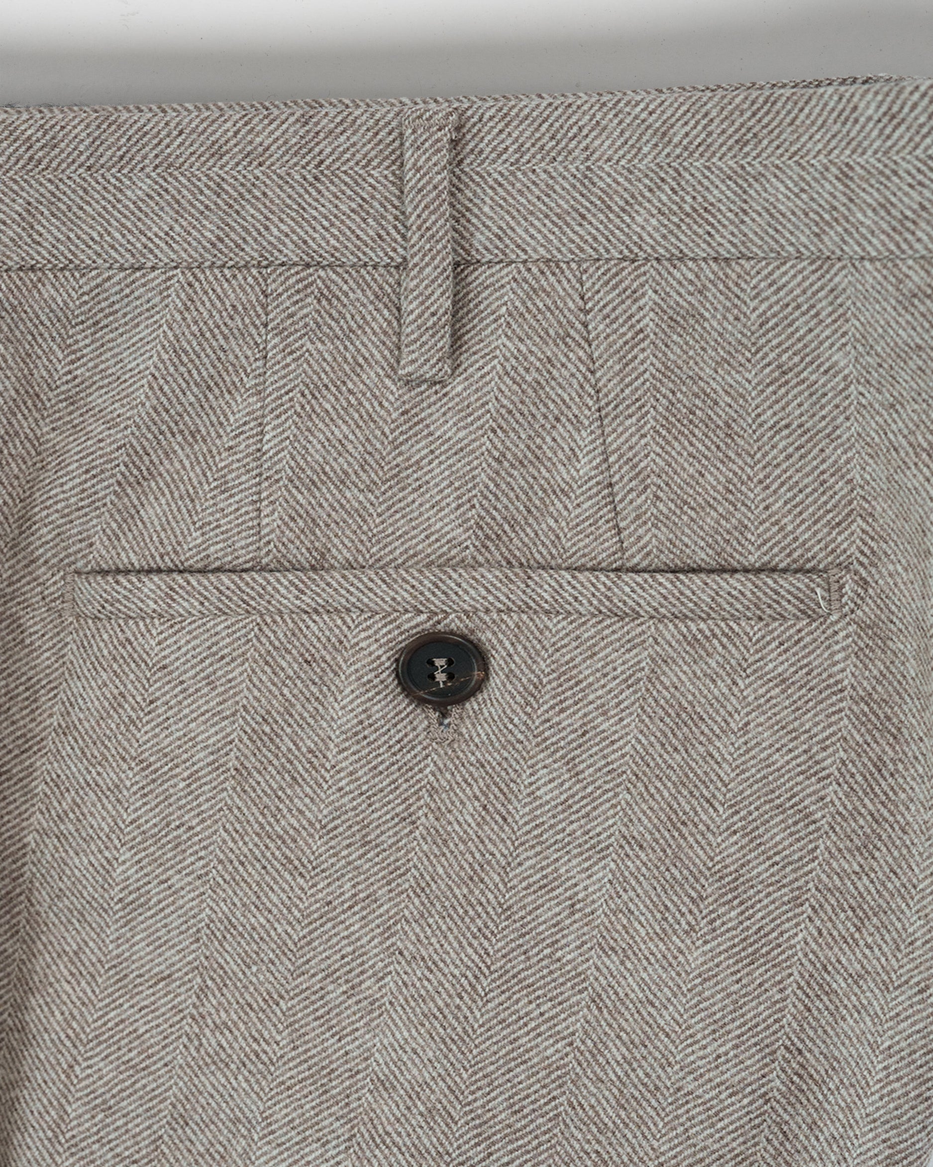 Pantaloni in flanella a spina di pesce beige