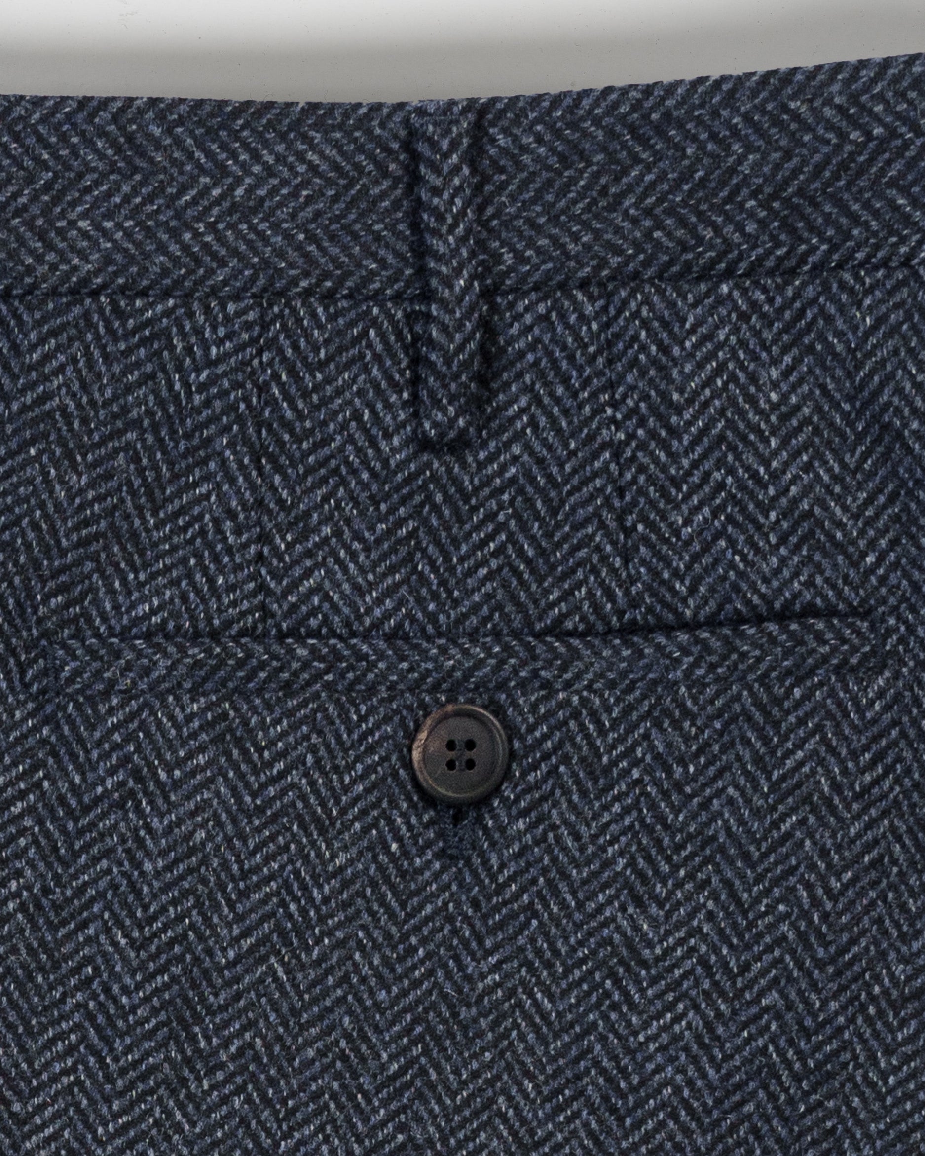 Blue melange herringbone wool cashmere trousers
