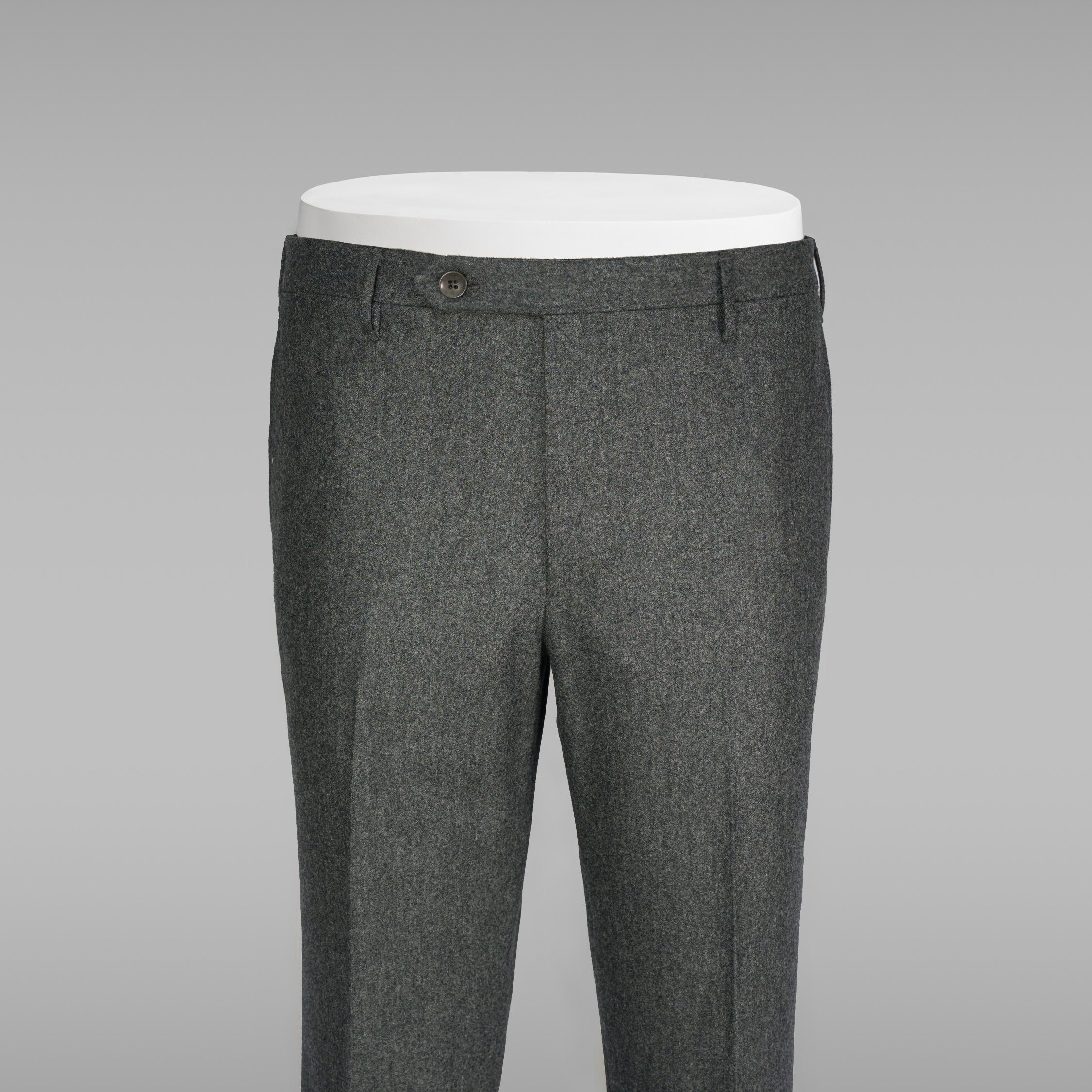 Medium grey flannel regular fit trousers