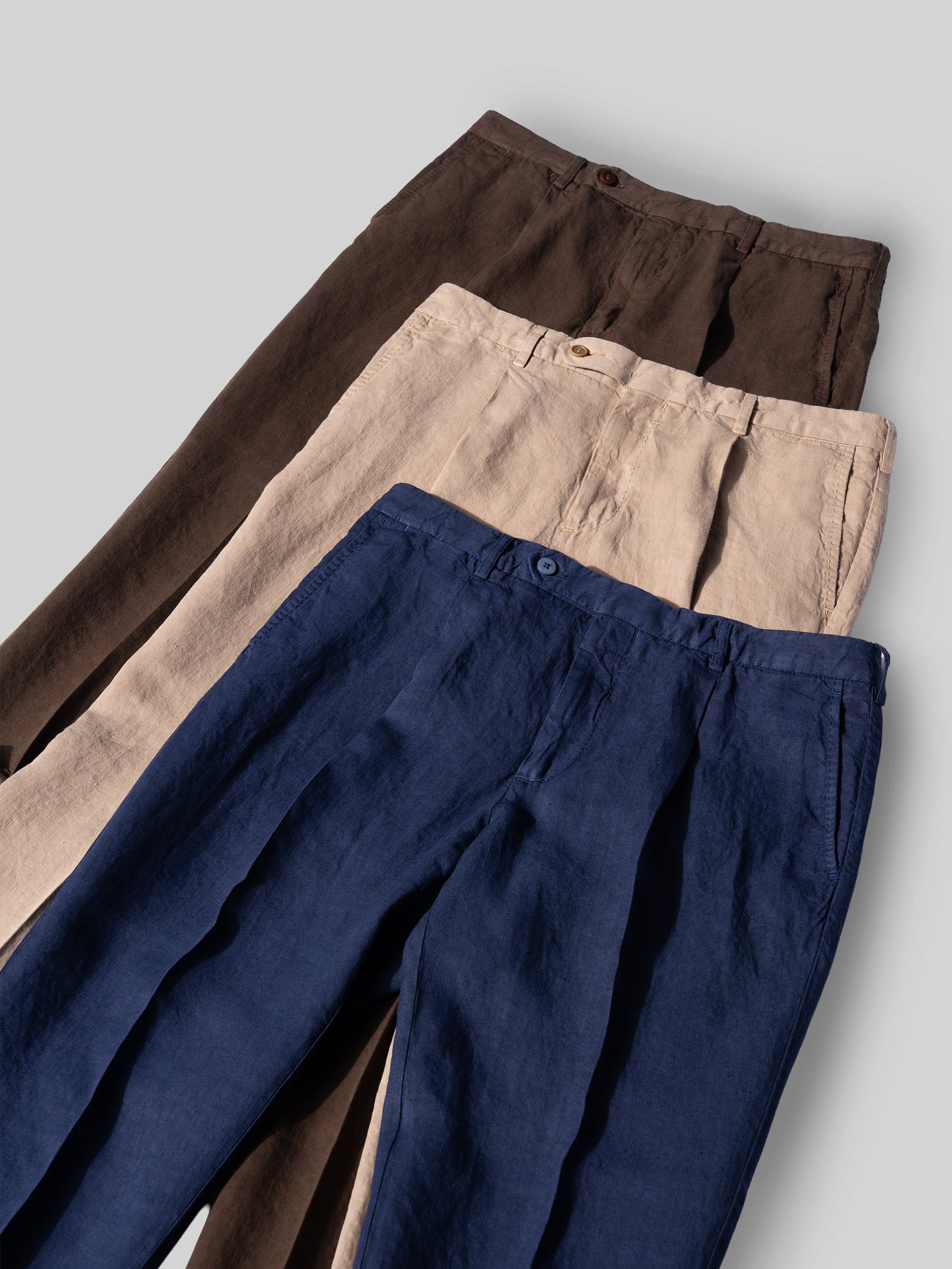 Brown linen sport trousers 1 pleat – Rota SRL