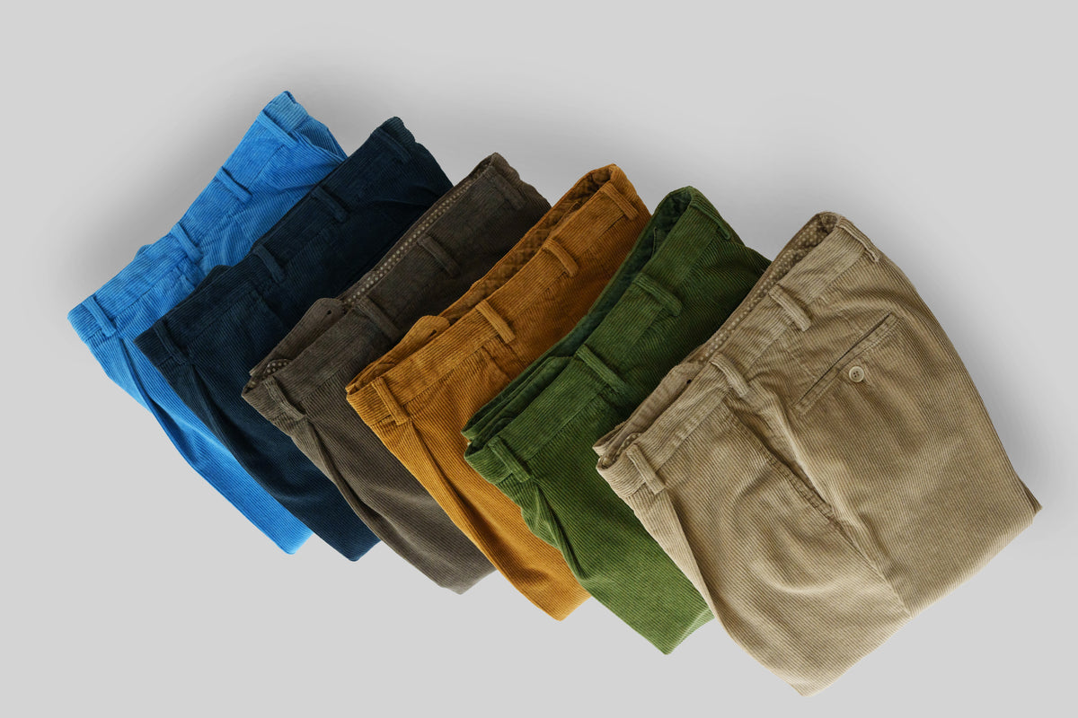Green corduroy sport trousers 1 pleat