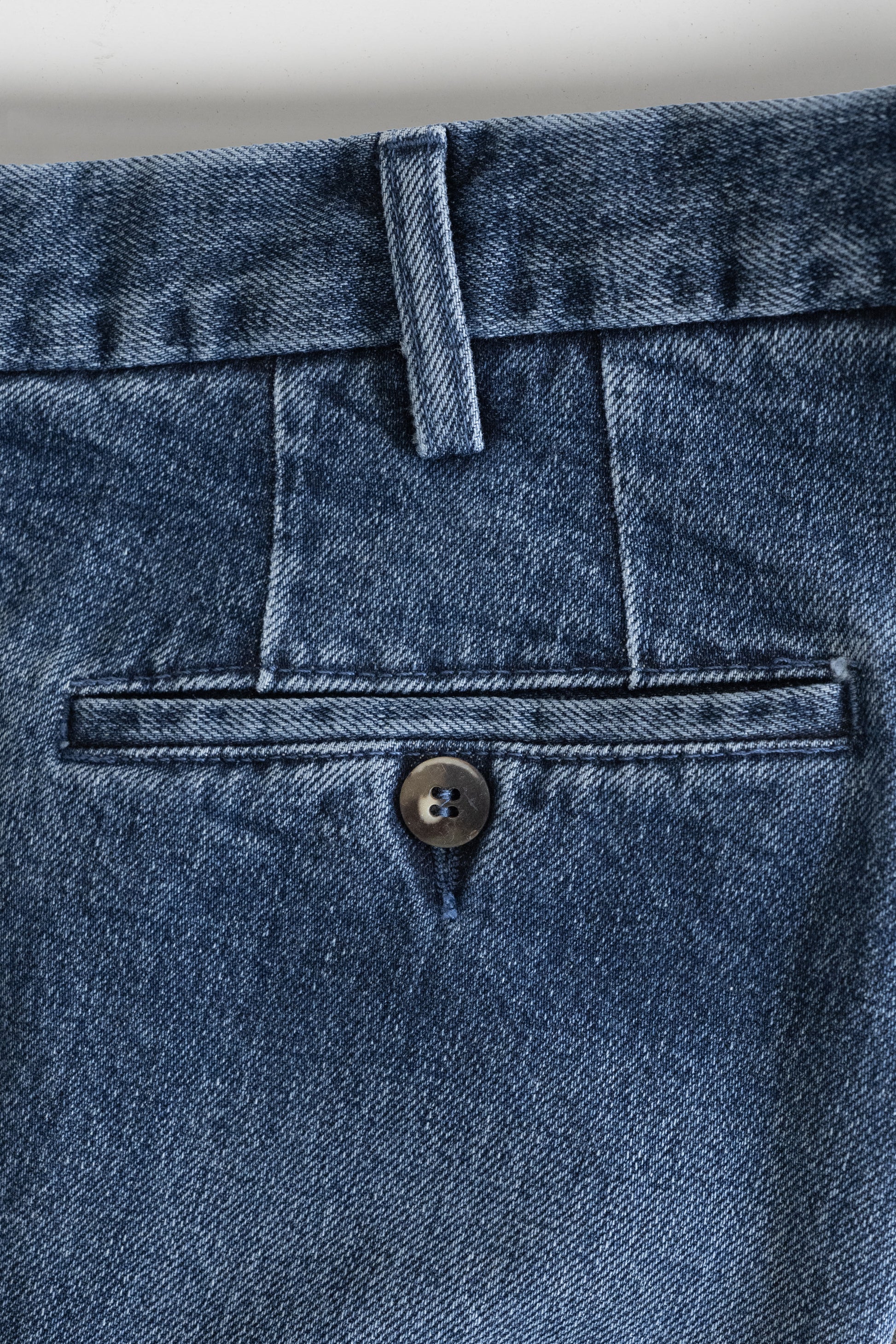 Blue denim sport trousers 1 pleat high rise