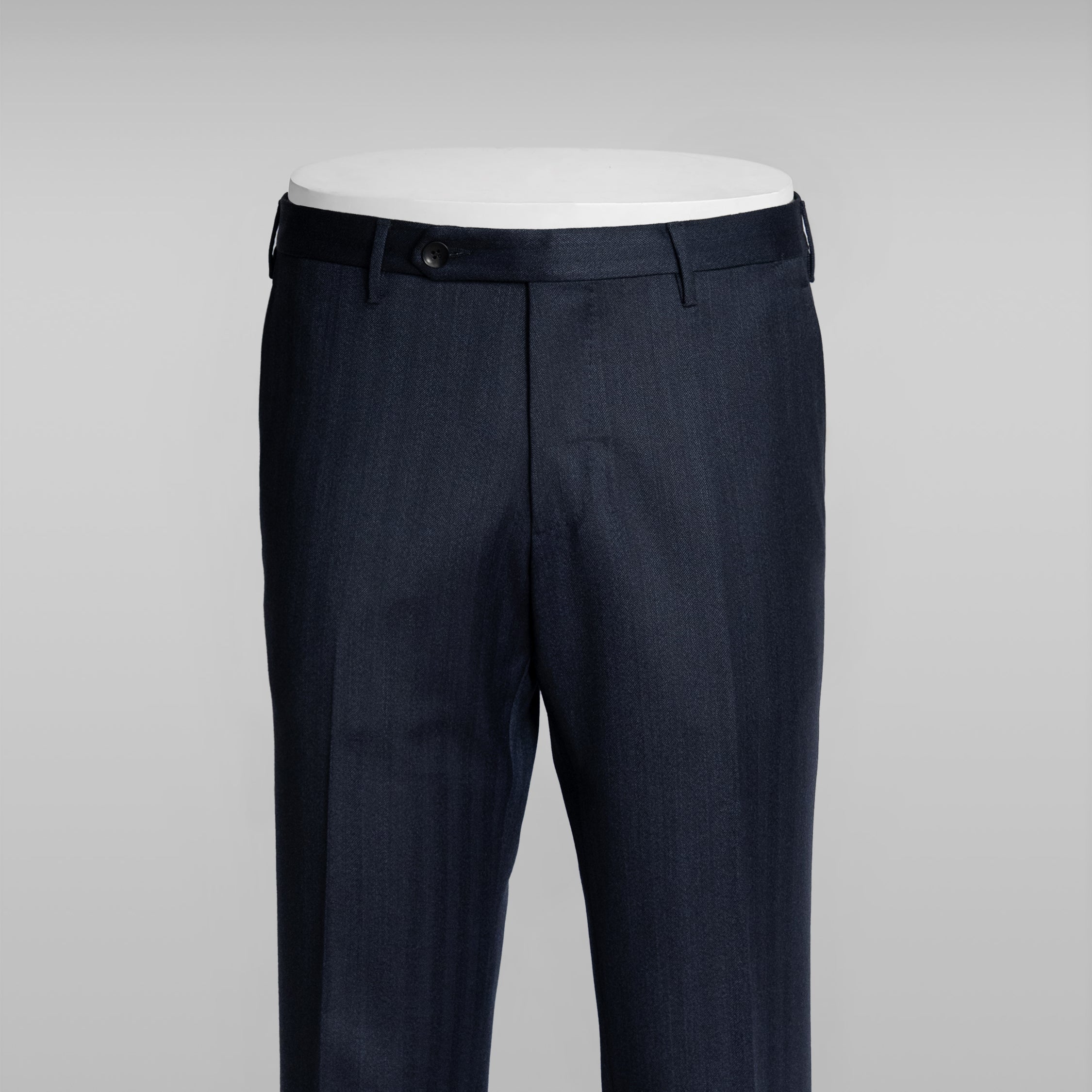 Blue herringbone covert wool trousers - slim fit