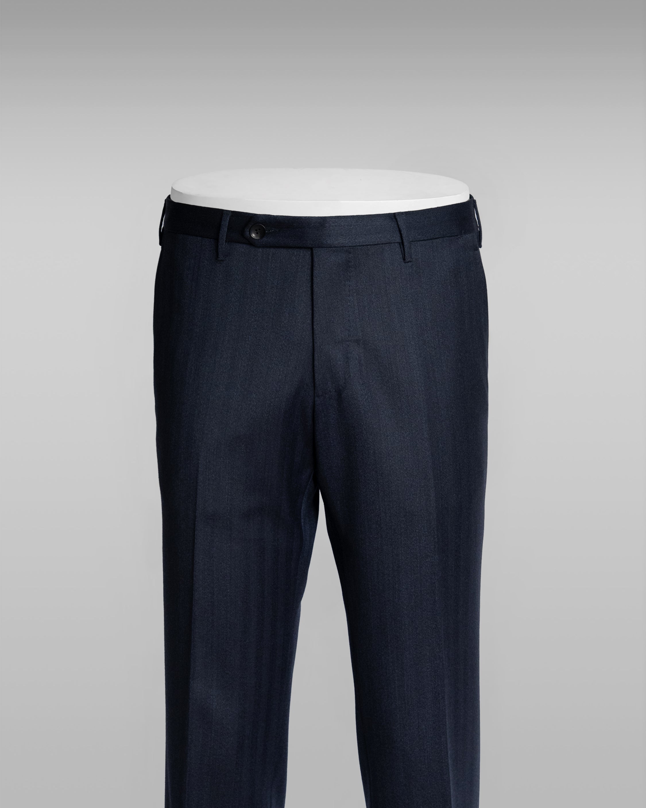 Blue herringbone covert wool trousers - slim fit