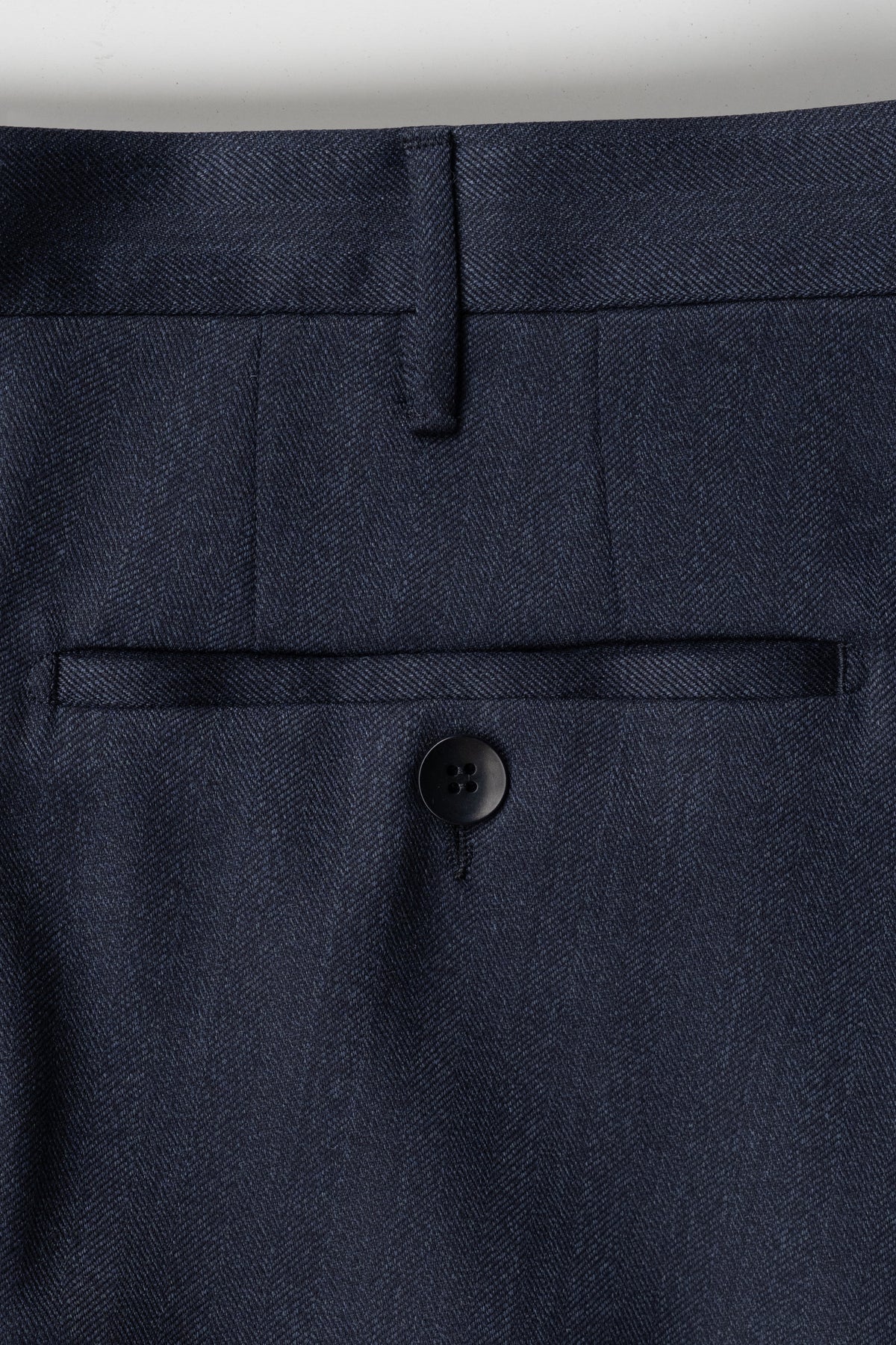 Blue herringbone covert wool trousers - slim fit