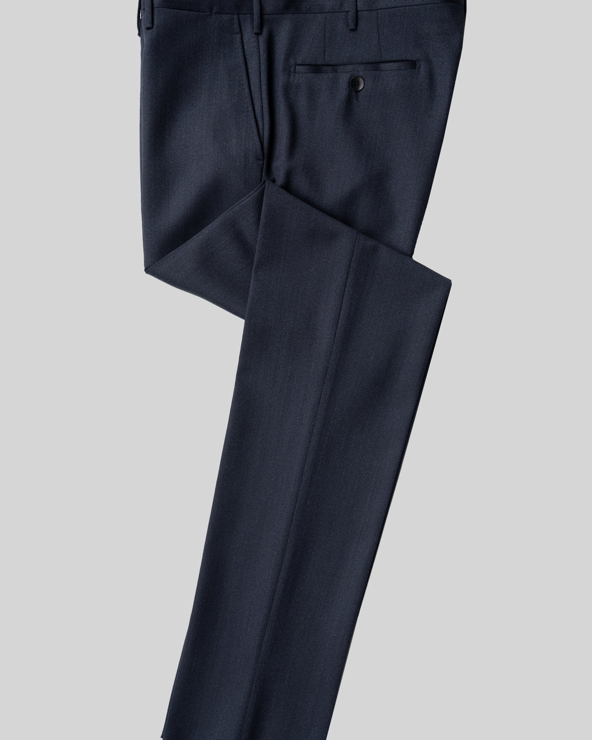 Blue herringbone covert wool trousers - slim fit