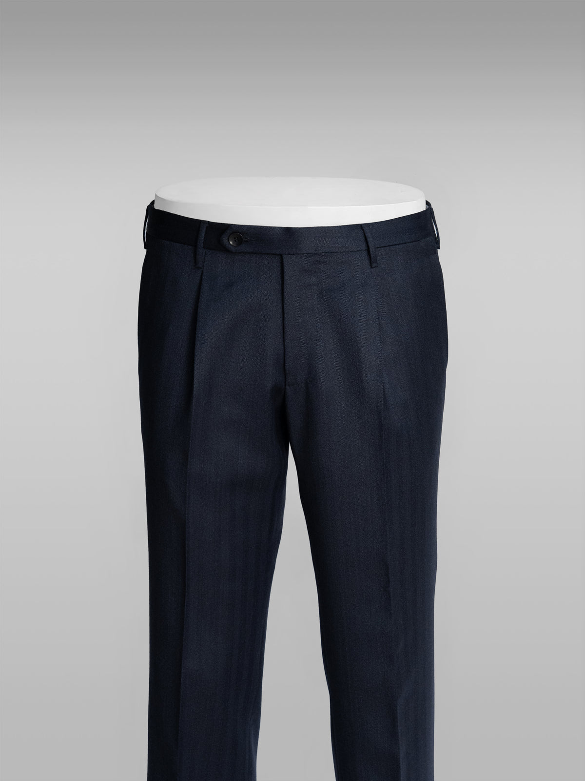 Blue herringbone covert wool trousers - slim fit 1pleat