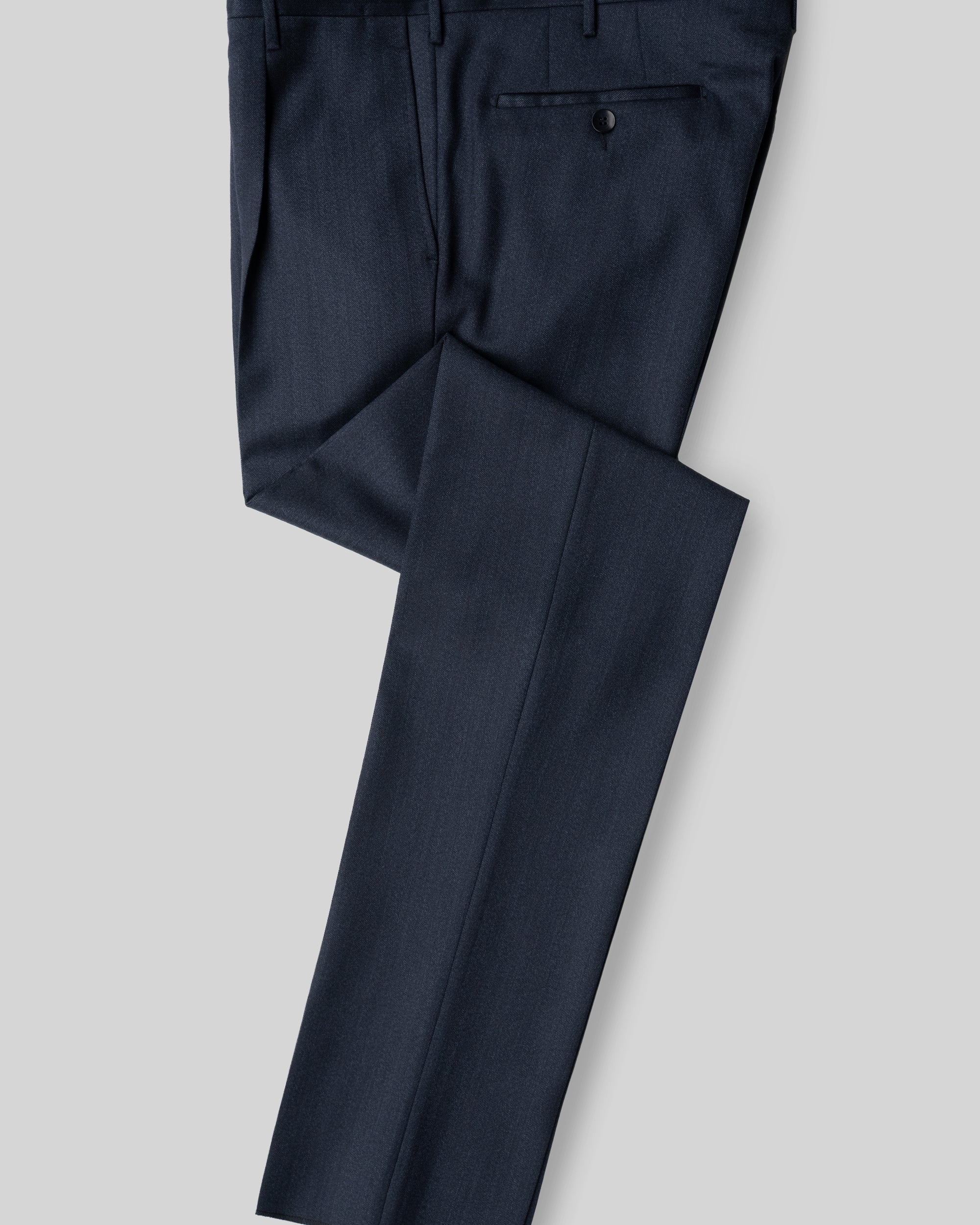 Blue herringbone covert wool trousers - slim fit 1pleat