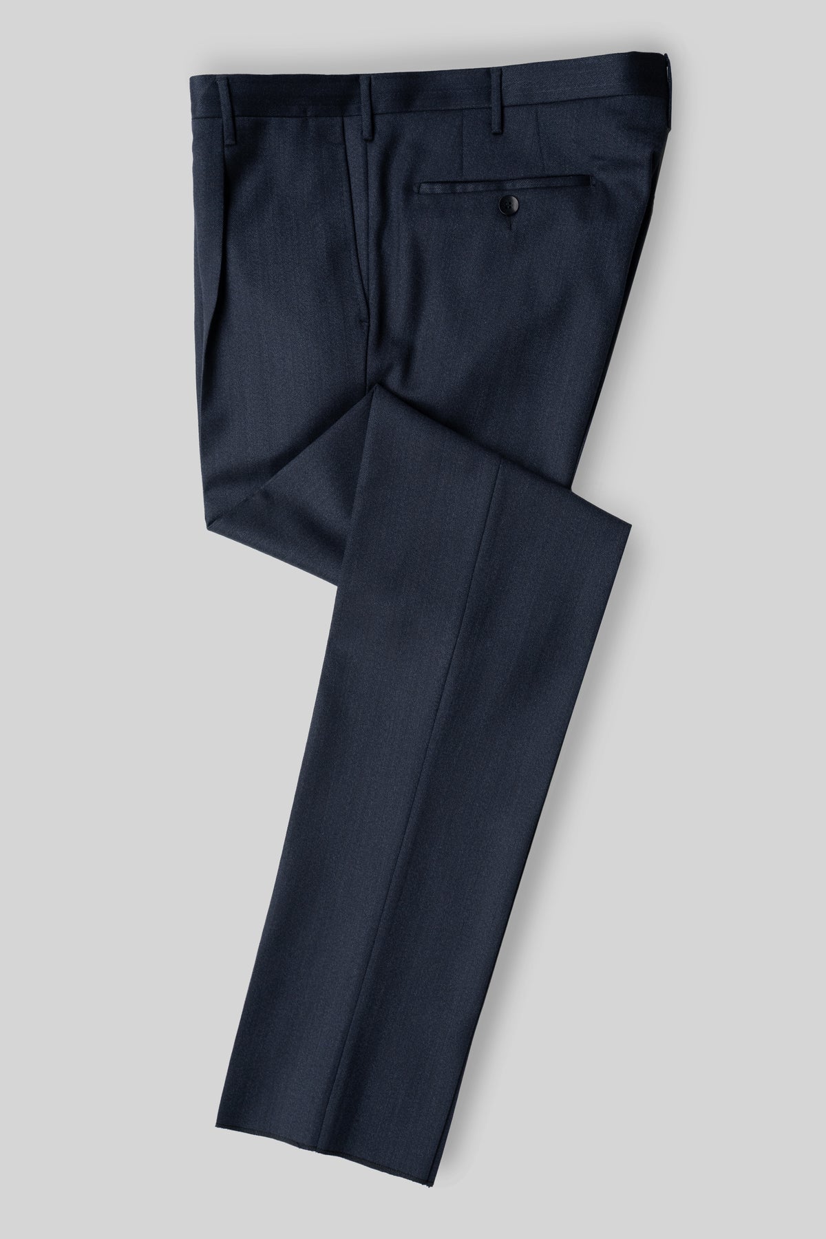 Blue herringbone covert wool trousers - slim fit 1pleat