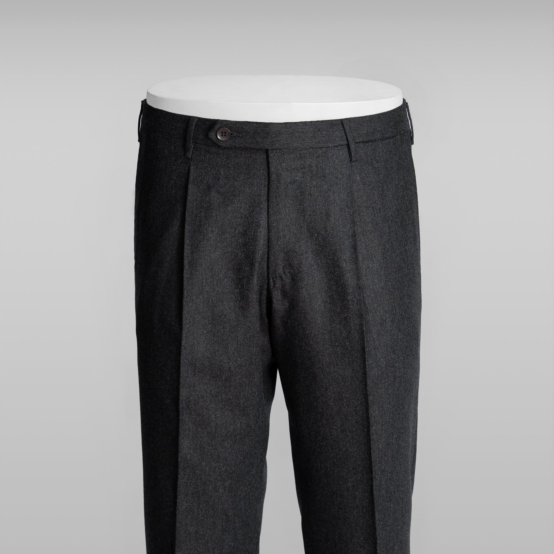 Dark Grey flannel wool trousers - slim fit 1pleat
