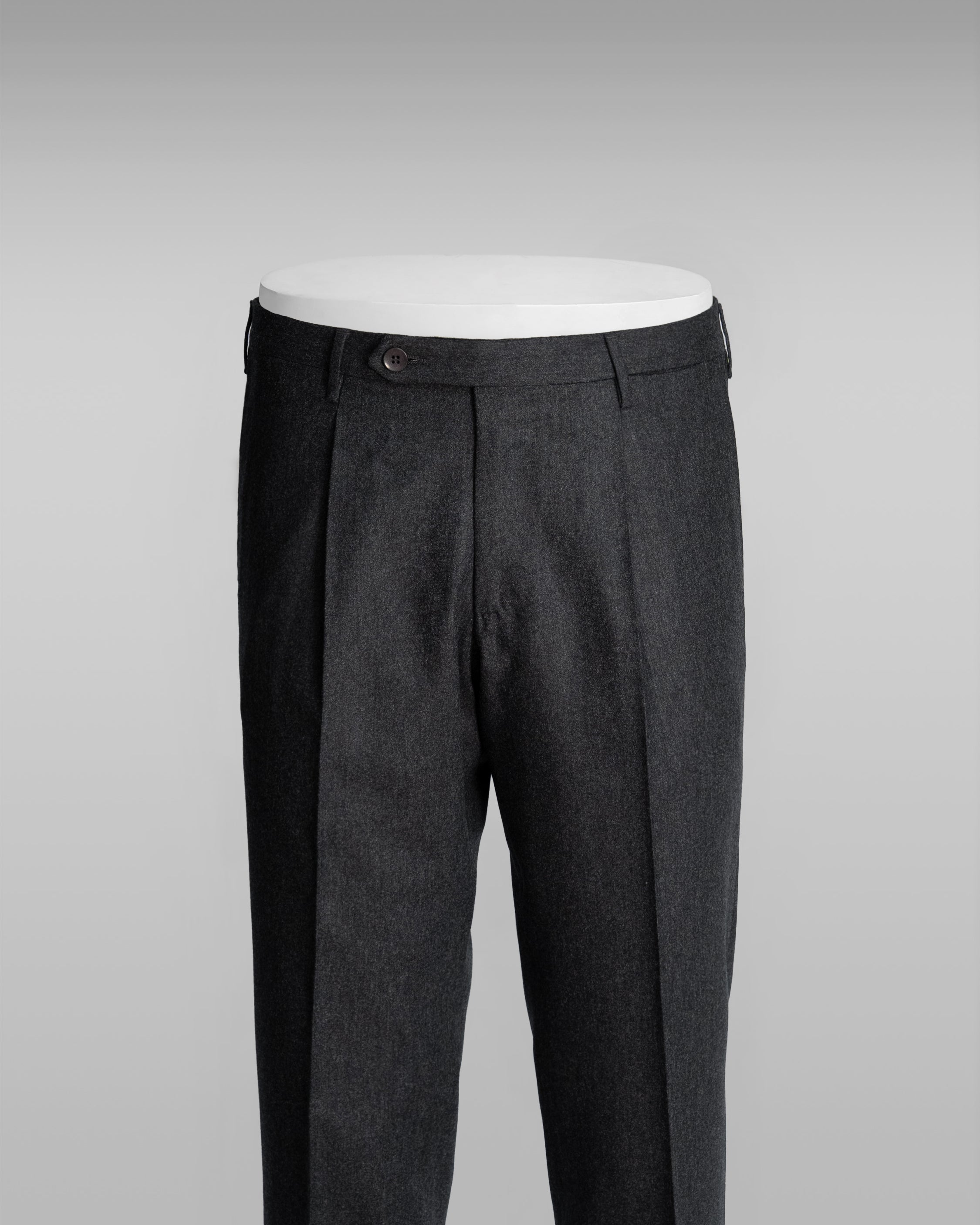 Dark Grey flannel wool trousers - slim fit 1pleat