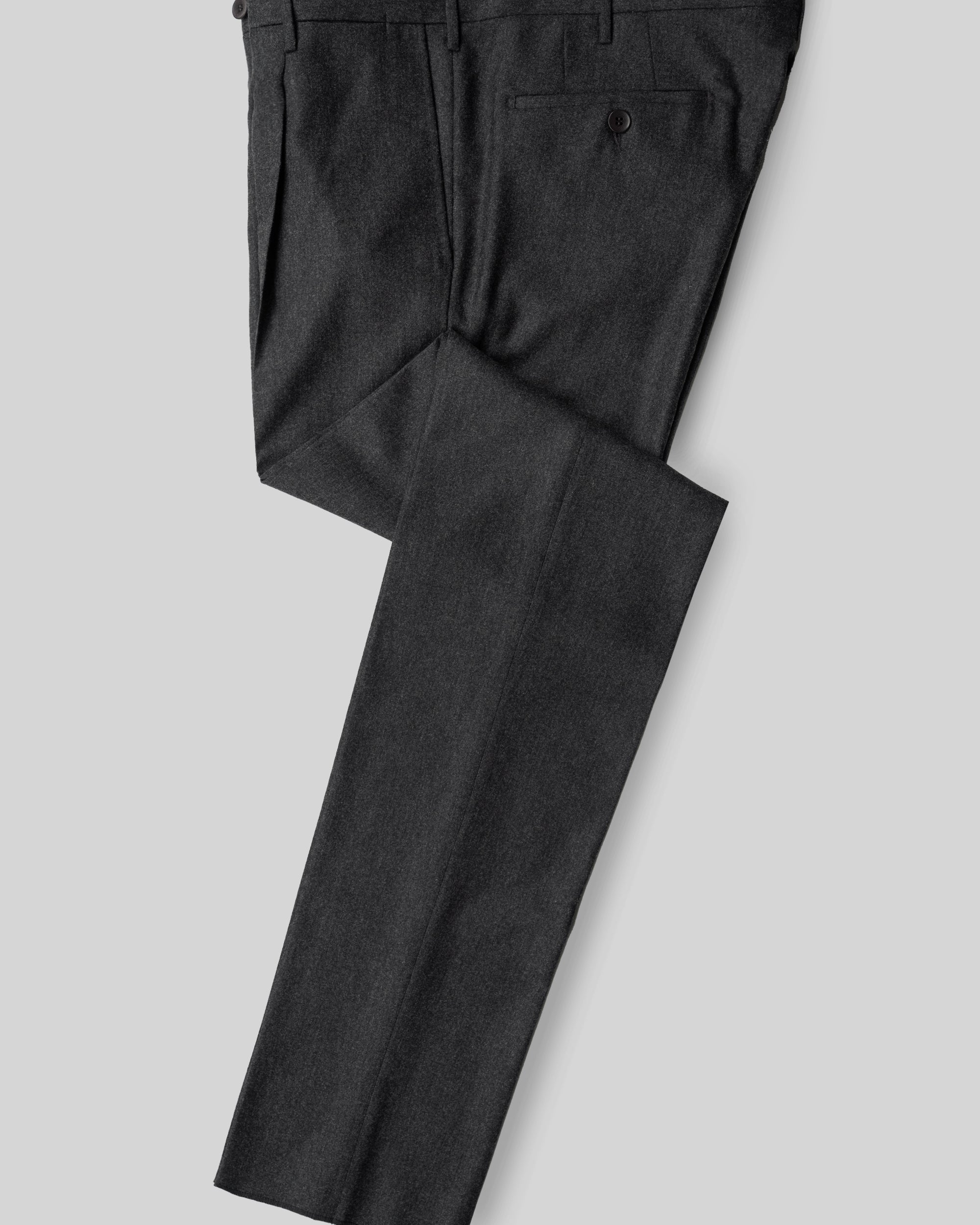 Dark Grey flannel wool trousers - slim fit 1pleat