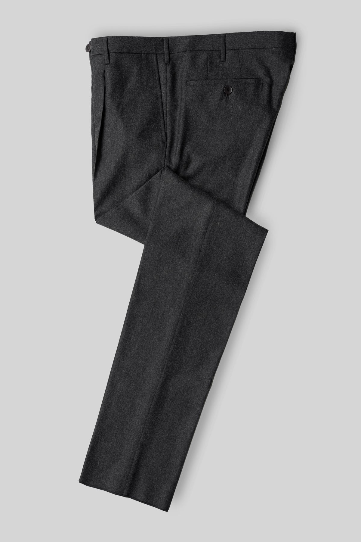 Dark Grey flannel wool trousers - slim fit 1pleat