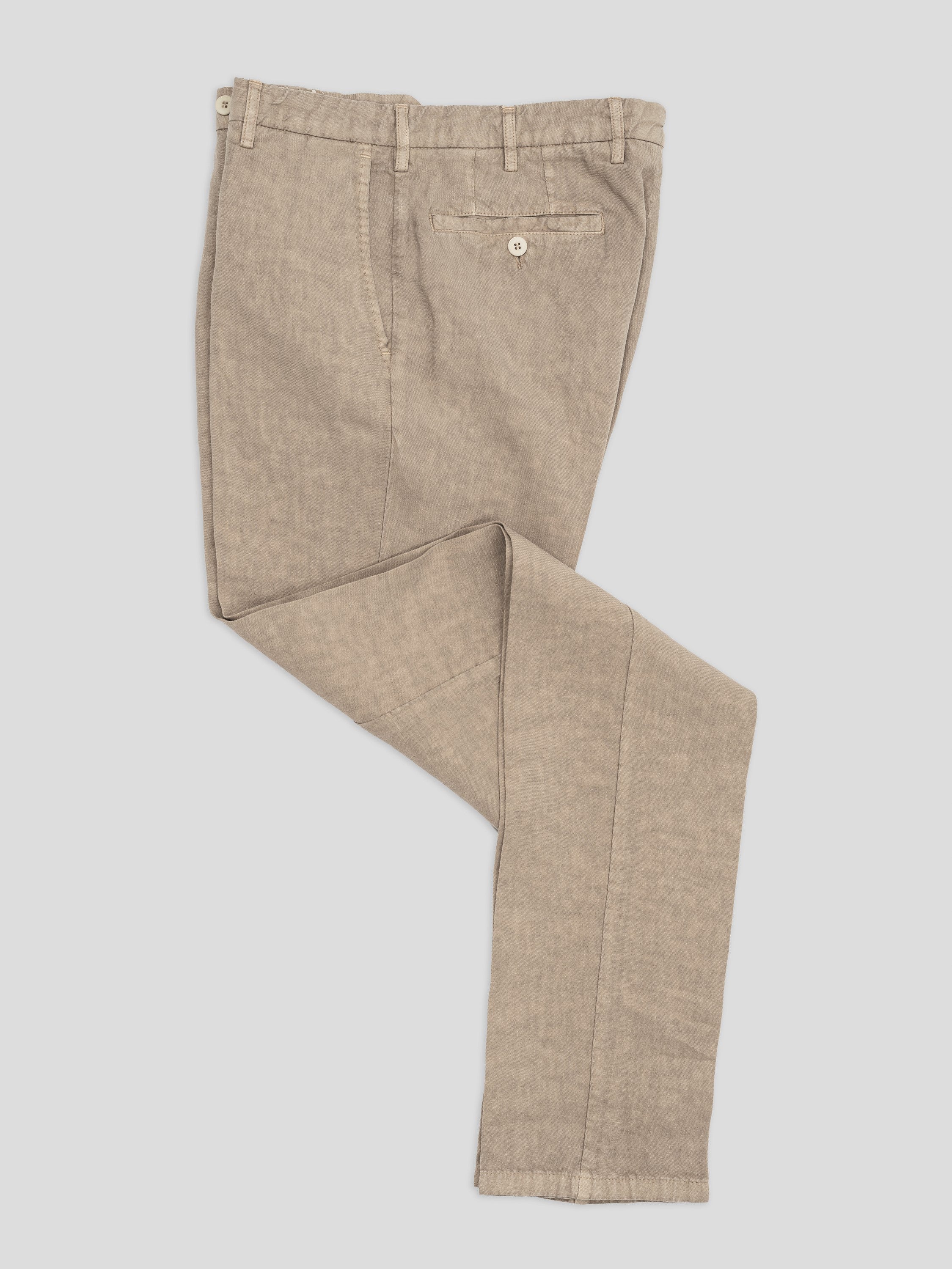 Men's sartorial trousers, classic fit, 2 pleats, linen, beige, spring summer